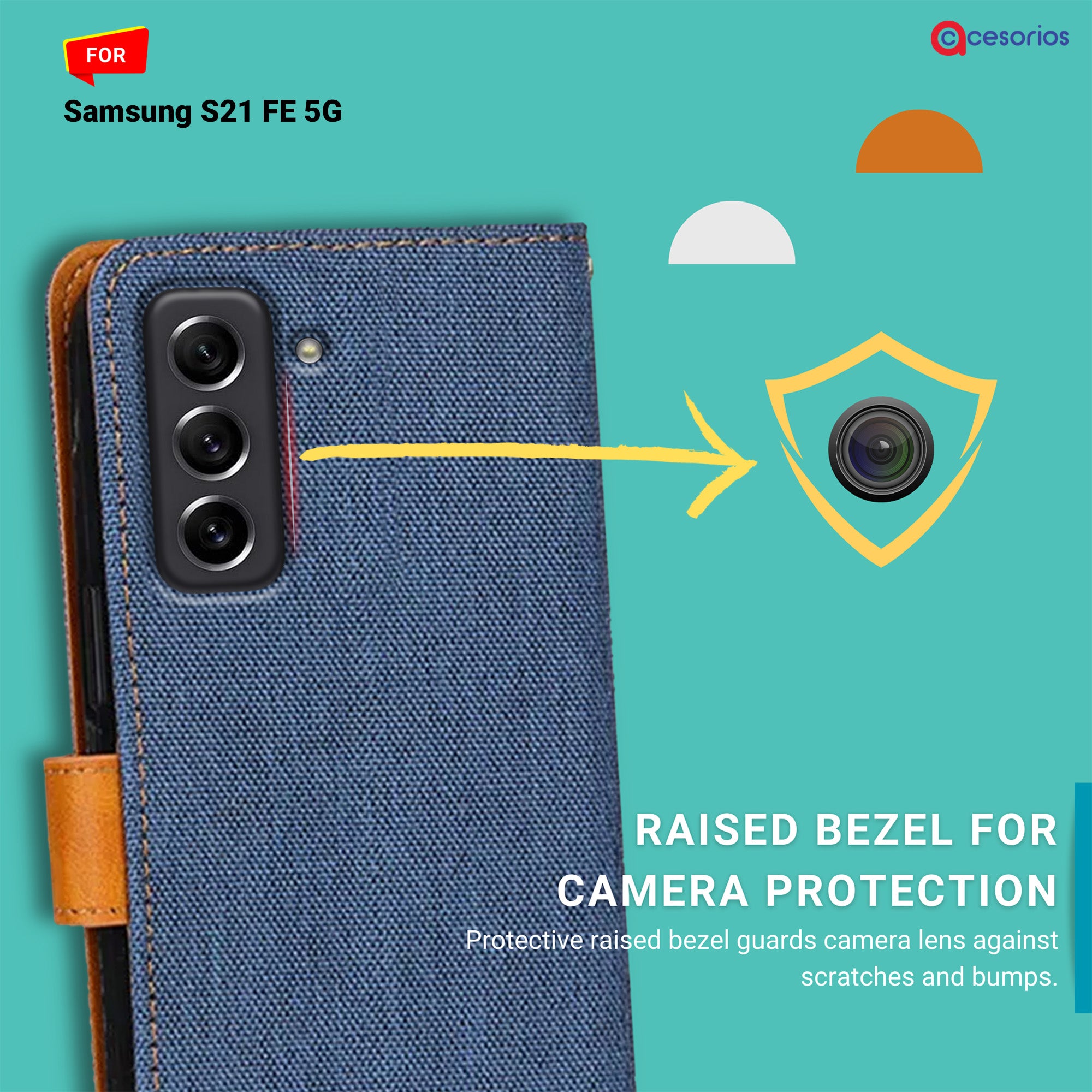 Accesorios Samsung S21 Fe 5G denim flip cover – Blue – Image 2 #color_blue