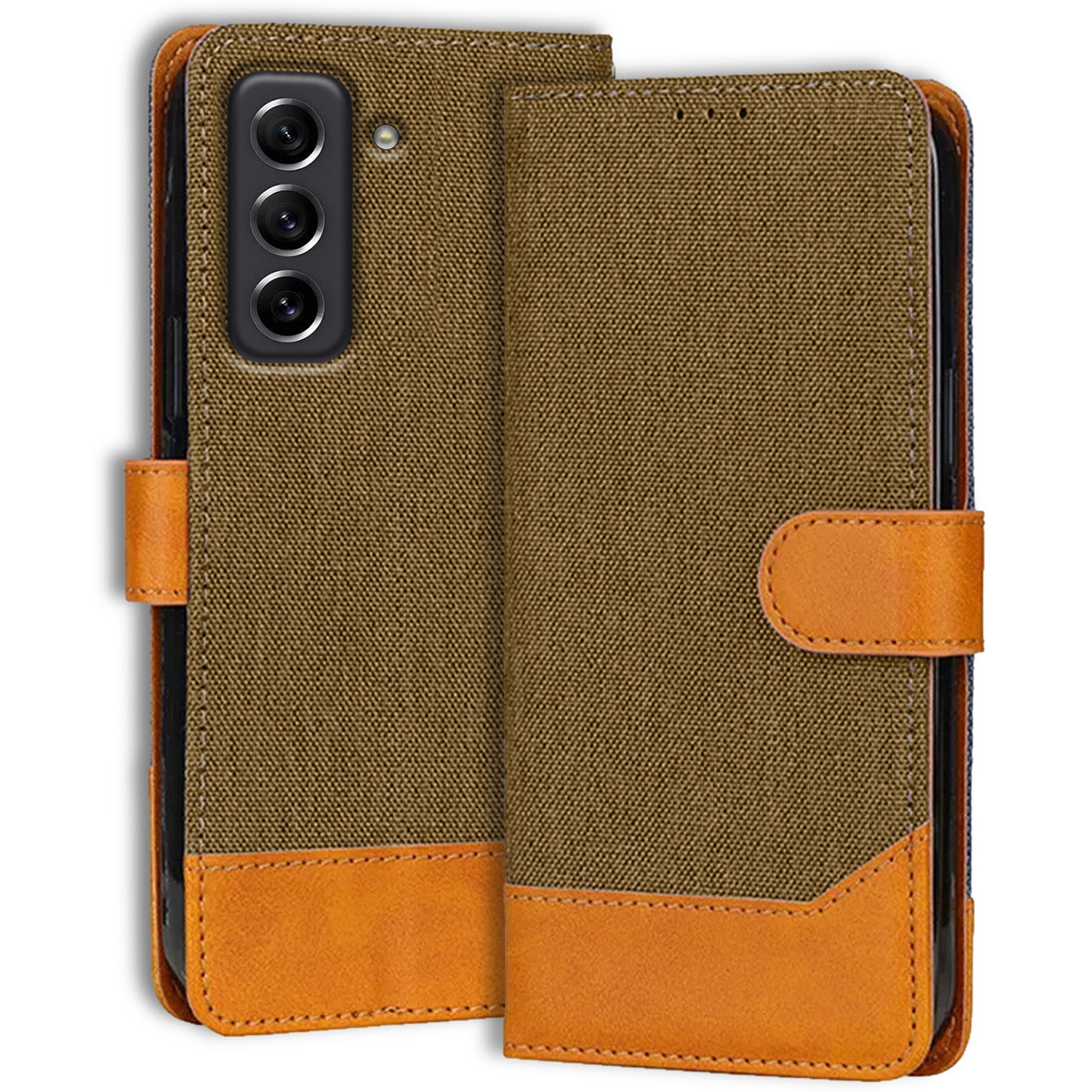 Accesorios Samsung S21 Fe 5G denim flip cover – Dark Brown – Image 1 #color_dark brown