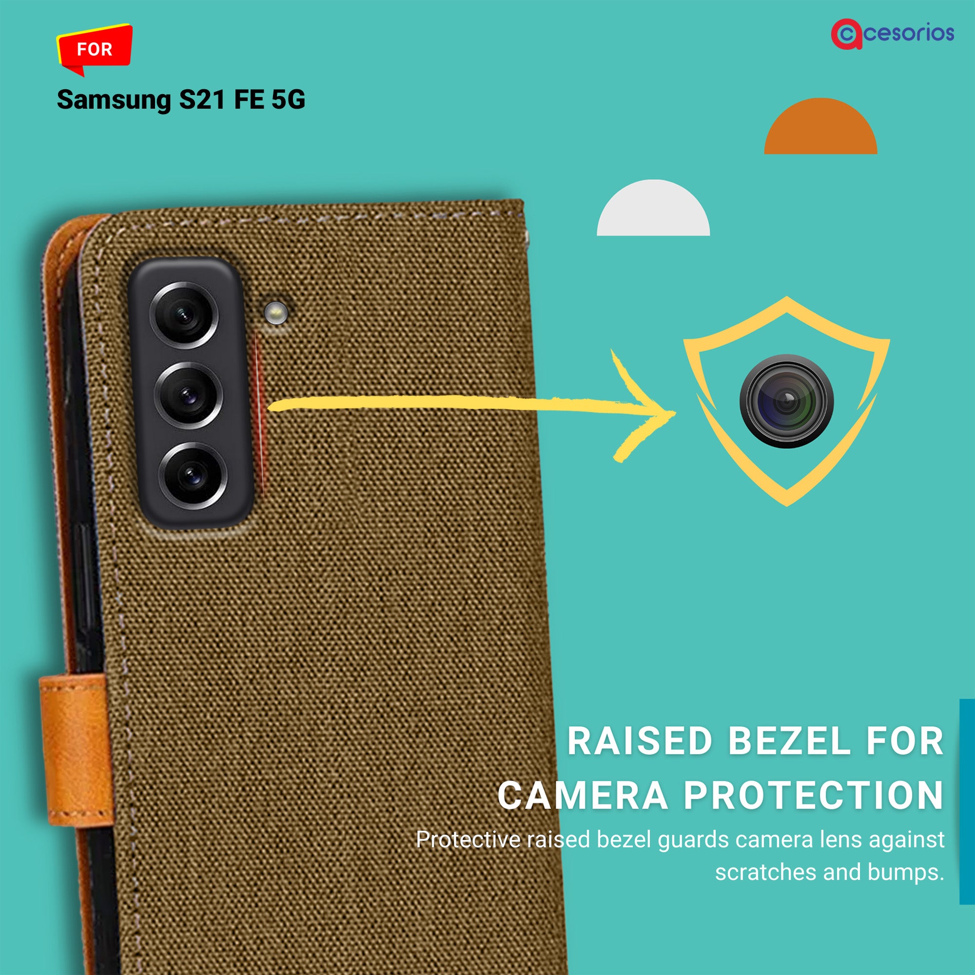 Accesorios Samsung S21 Fe 5G denim flip cover – Dark Brown – Image 2 #color_dark brown