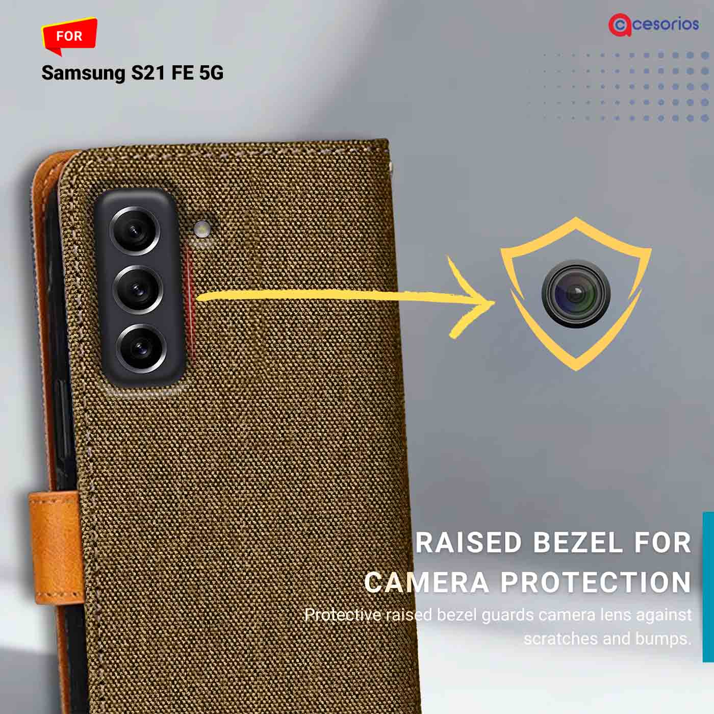 Denim & Leather back panel — Samsung S21 FE 5G in Dark Brown mobile case