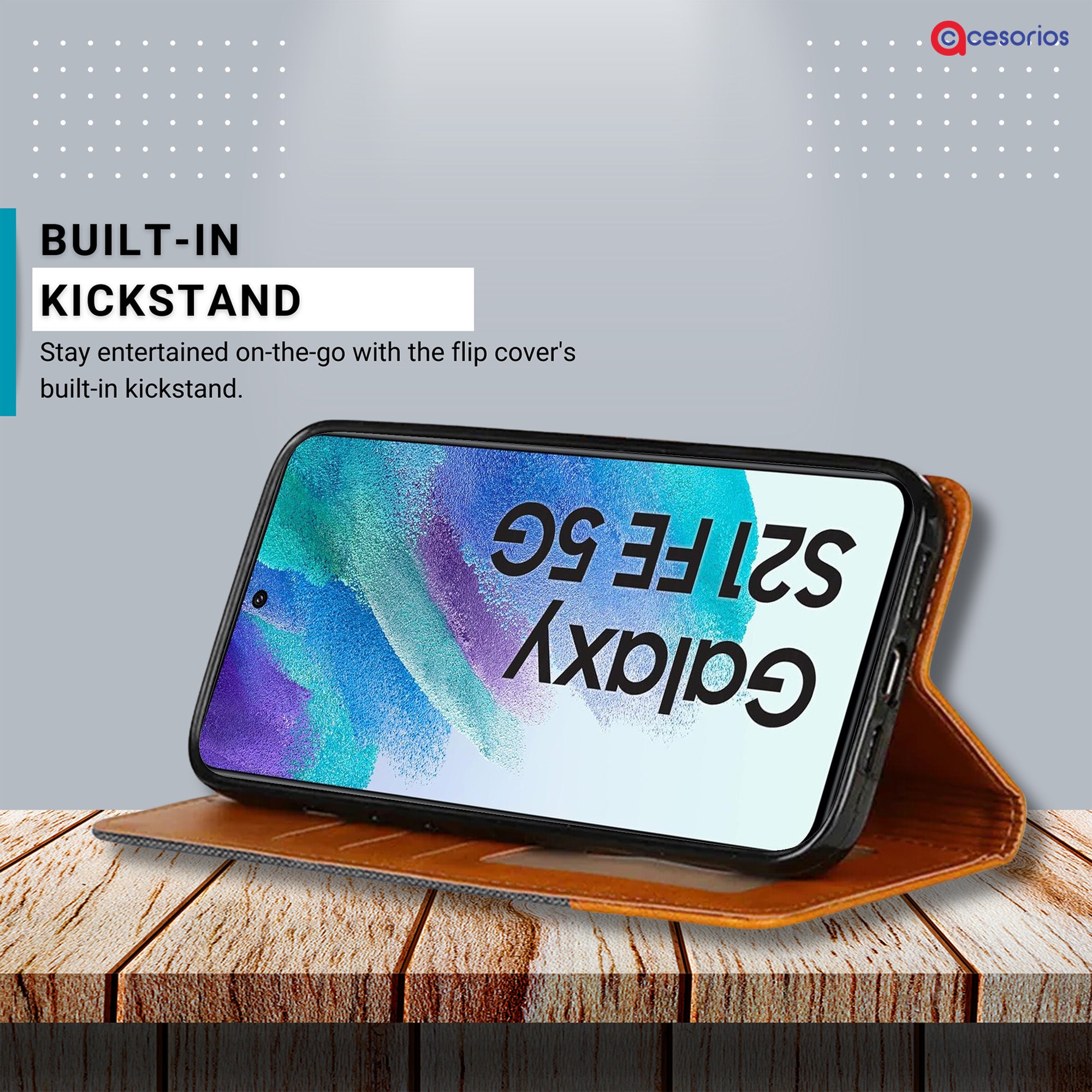 Accesorios Samsung S21 Fe 5G denim flip cover – Grey – Image 4 #color_grey