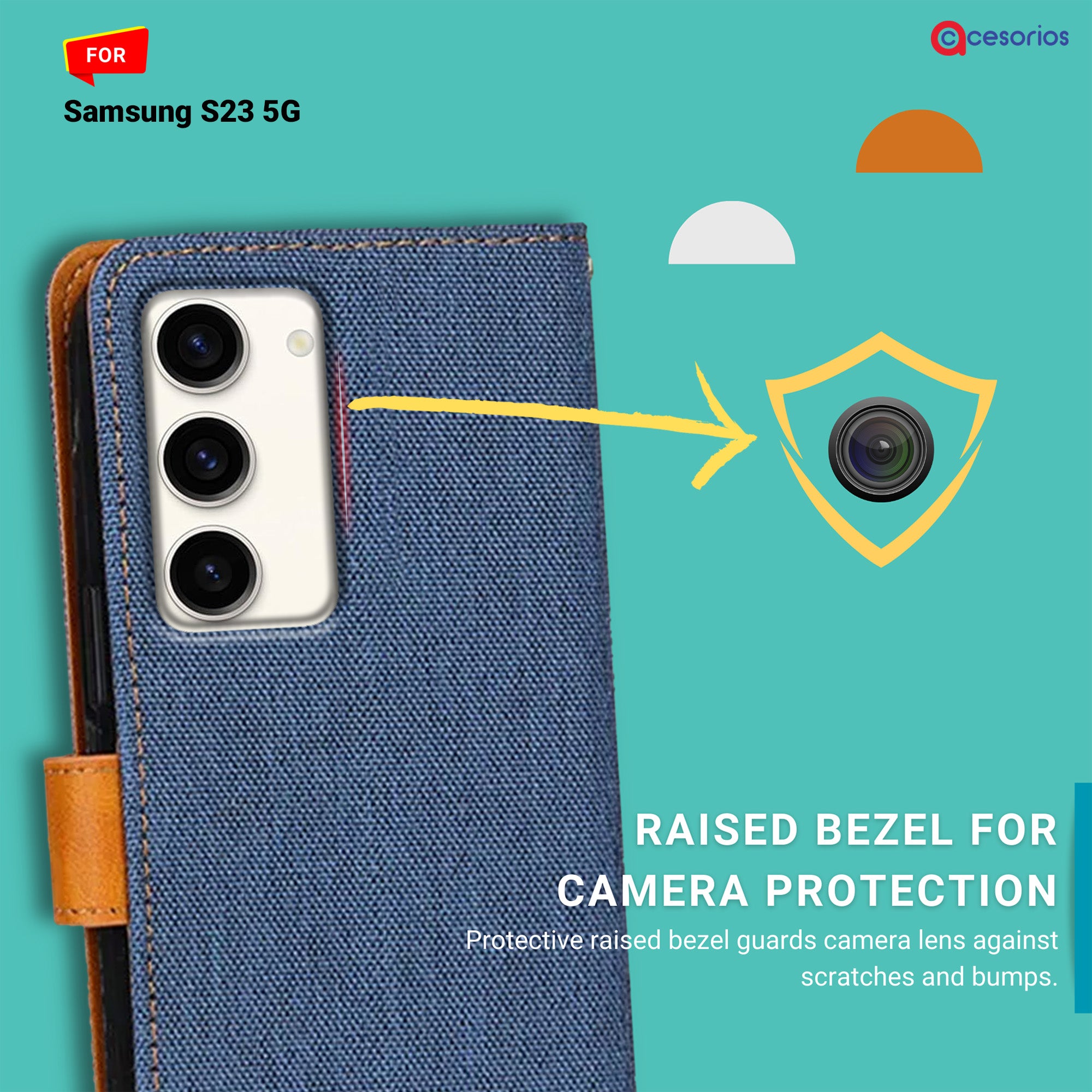 Accesorios Samsung S23 5G denim flip cover – Blue – Image 2 #color_blue