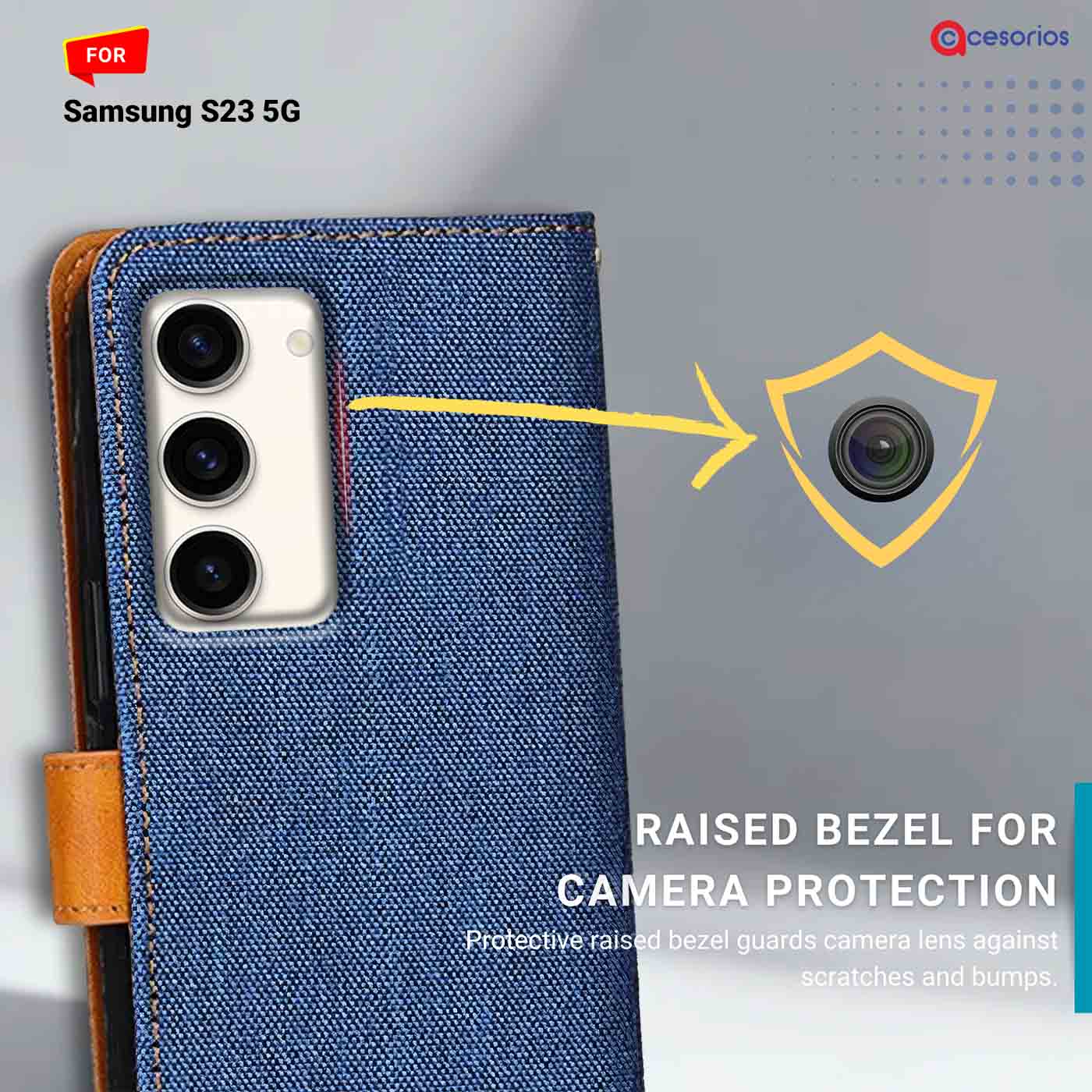 Denim & Leather back panel — Samsung S23 5G in Blue mobile case