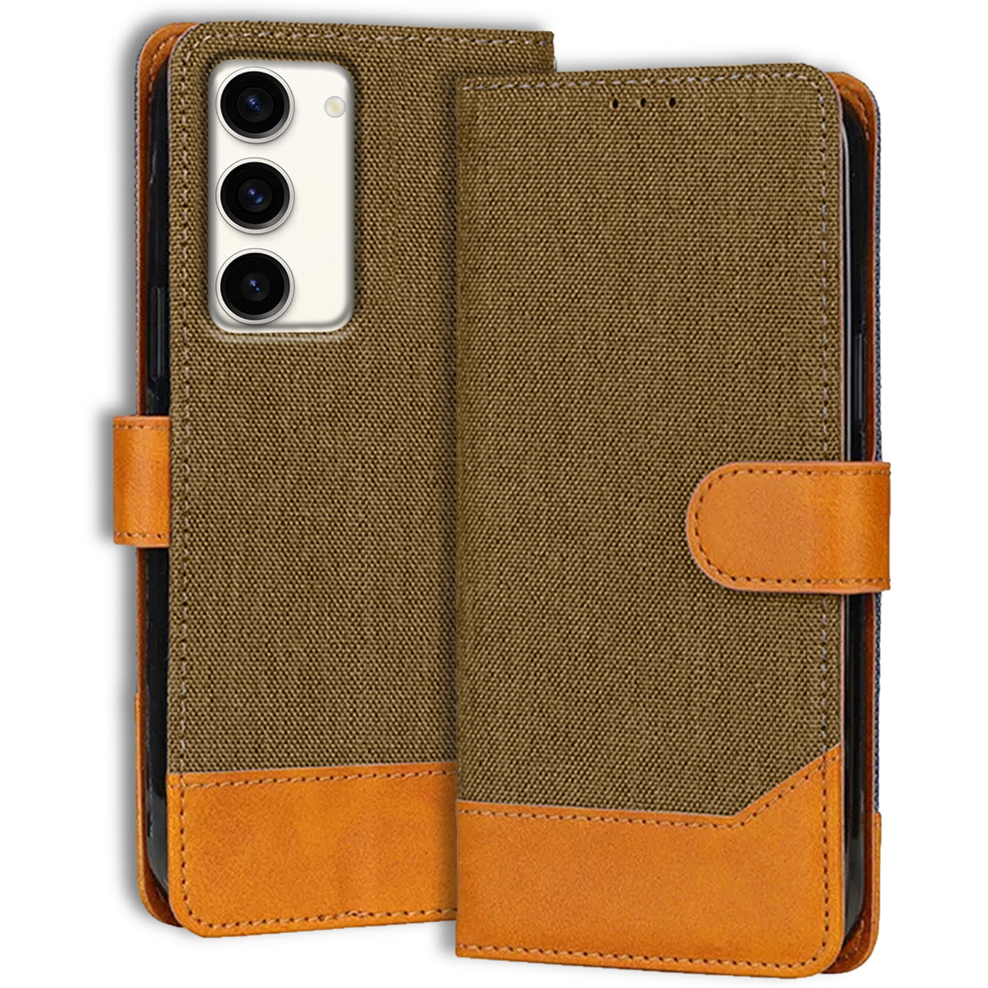 Accesorios Samsung S23 5G denim flip cover – Dark Brown – Image 1 #color_dark brown