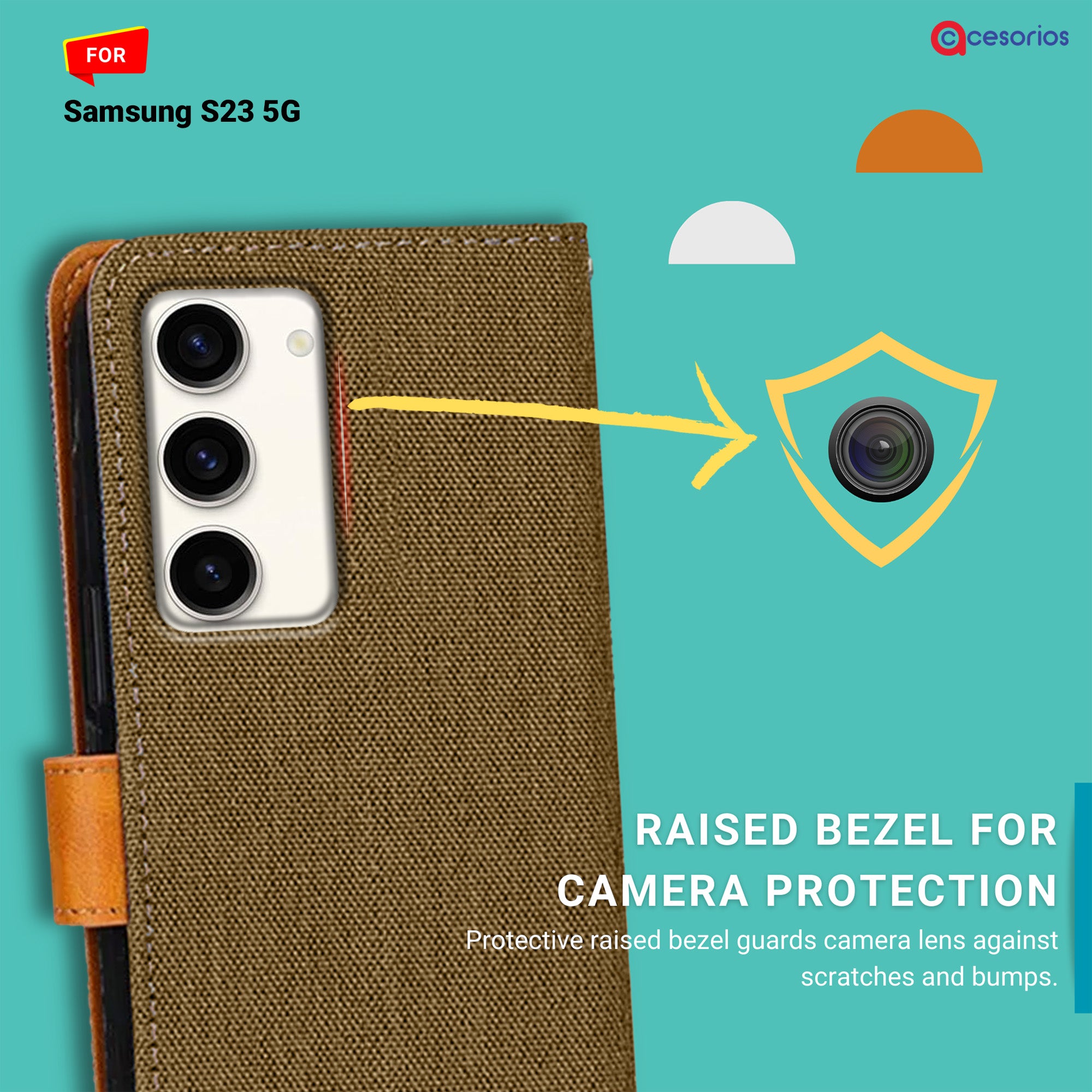 Accesorios Samsung S23 5G denim flip cover – Dark Brown – Image 2 #color_dark brown