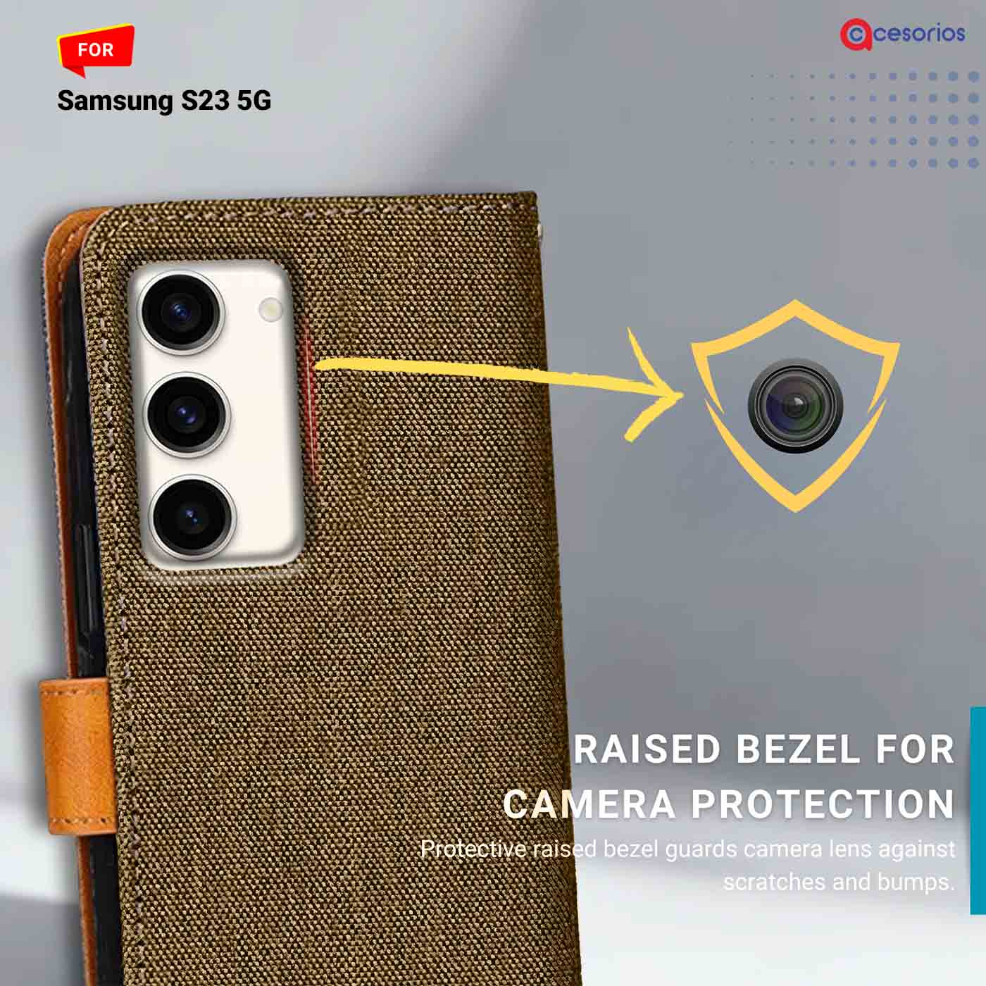 Accesorios Samsung S23 5G denim flip cover – Dark Brown – Image 2 #color_dark b