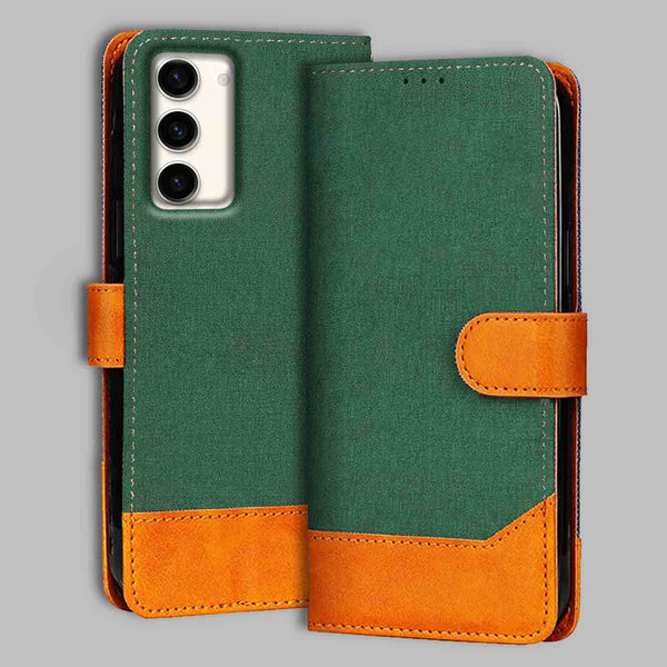 Samsung S23 5G Flip Cover — Chambray, Forest Green after a year of daily use