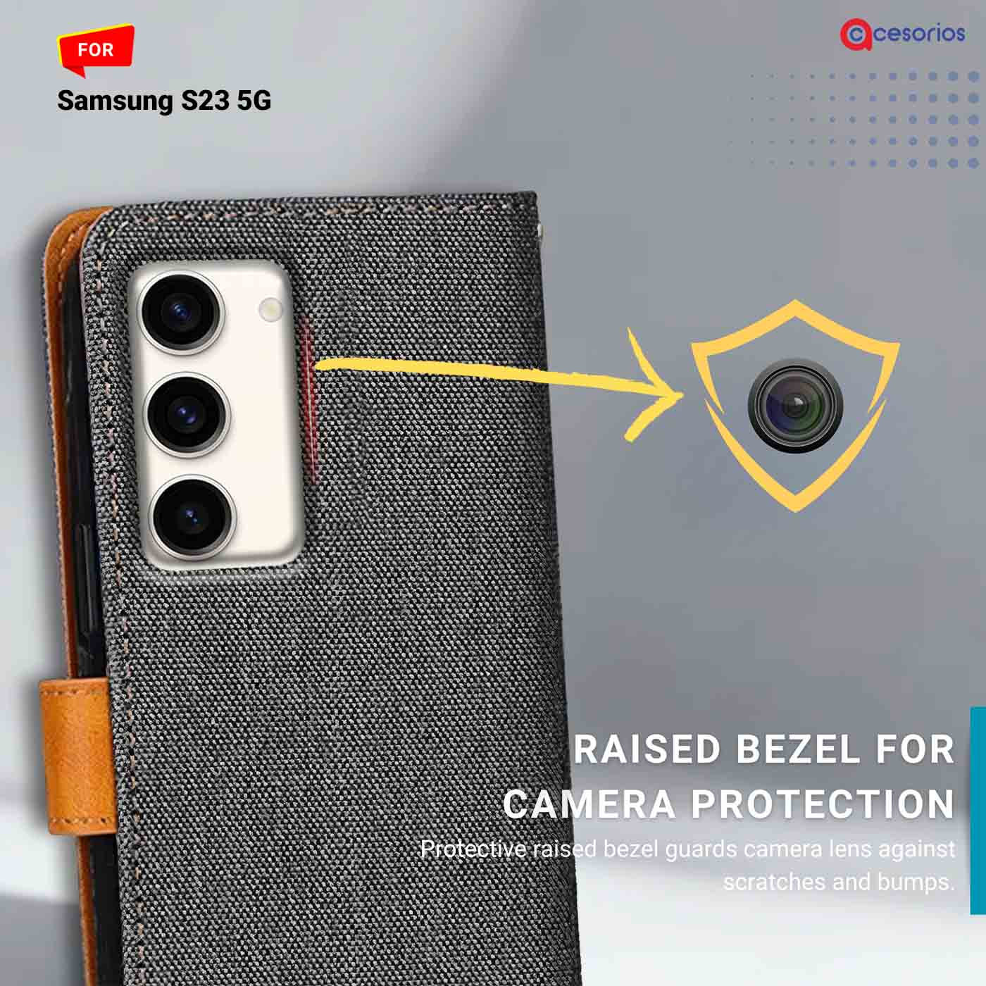 Accesorios Samsung S23 5G denim flip cover – Grey – Image 2 #color_