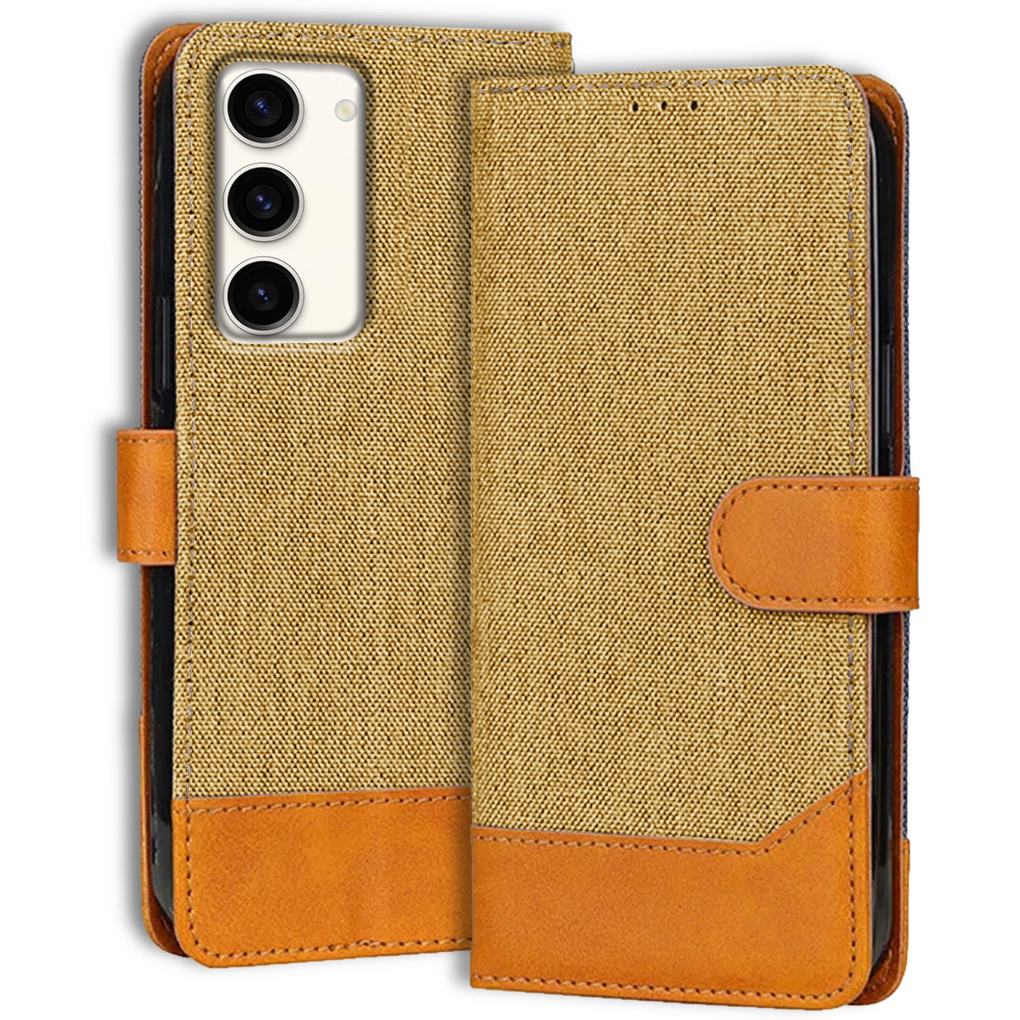 Accesorios Samsung S23 5G denim flip cover – Light Brown – Image 1 #color_light brown