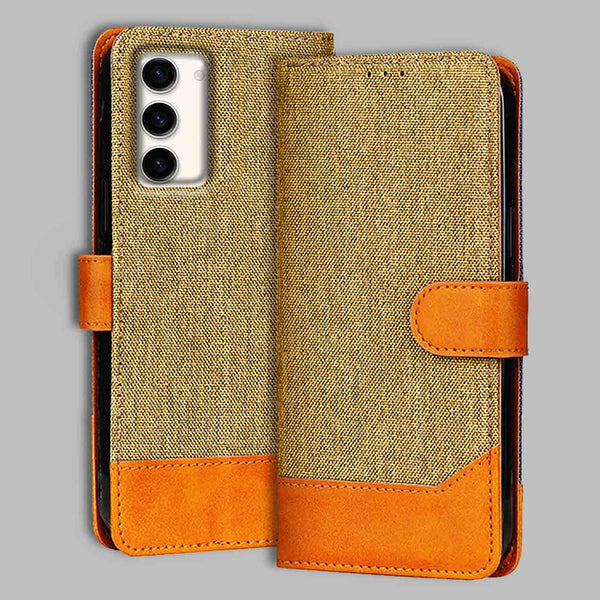 Samsung S23 5G Flip Cover — Denim, Camel Beige after a year of daily use