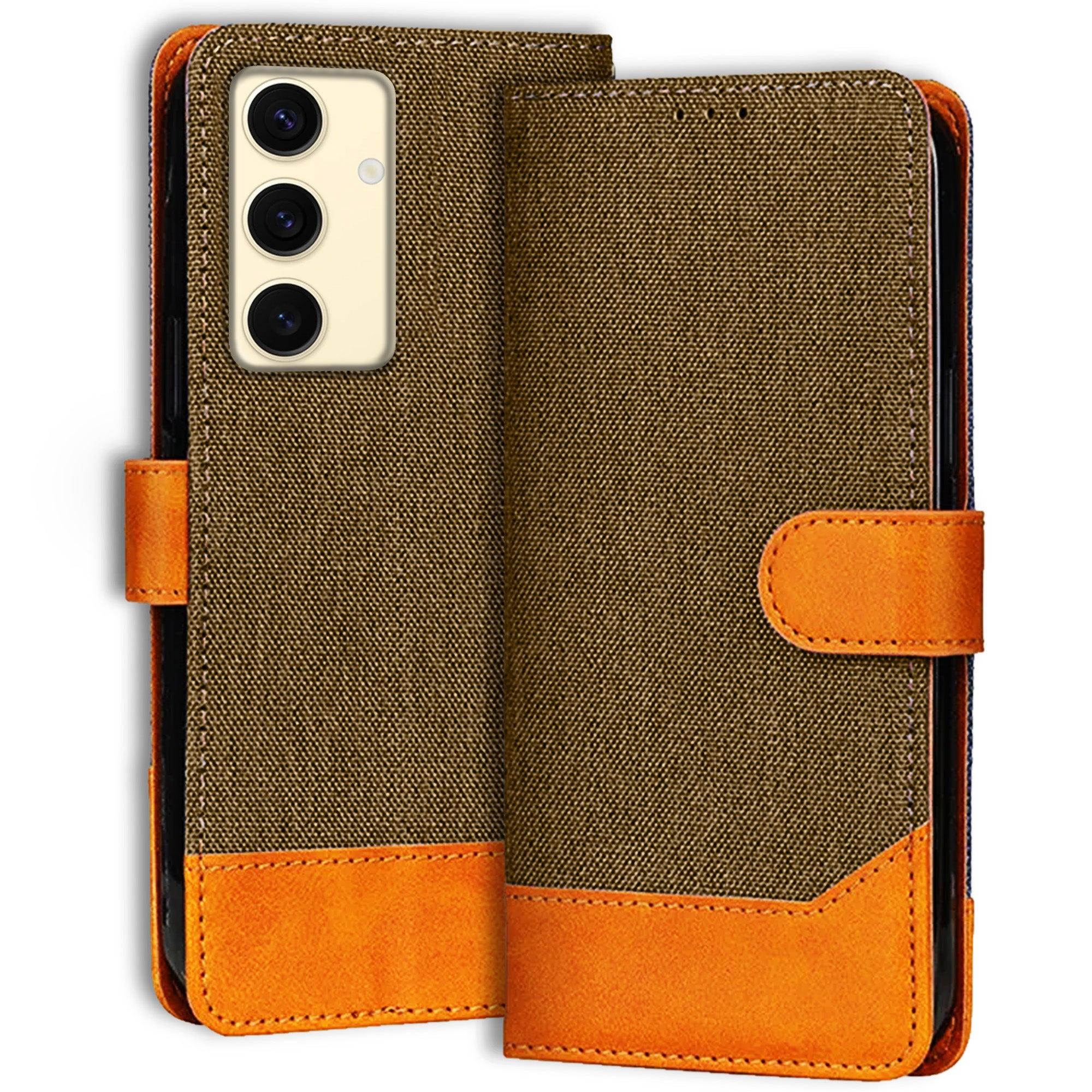 Accesorios Samsung S24 5G denim flip cover – Dark Brown – Image 1 #color_dark brown