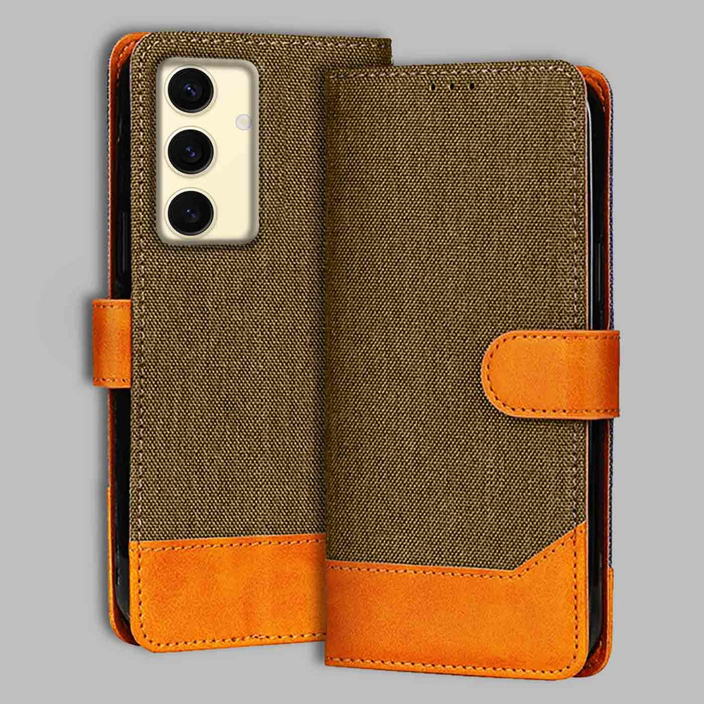 Samsung S24 5G flip cover in Dark Brown — front view by Accesorios