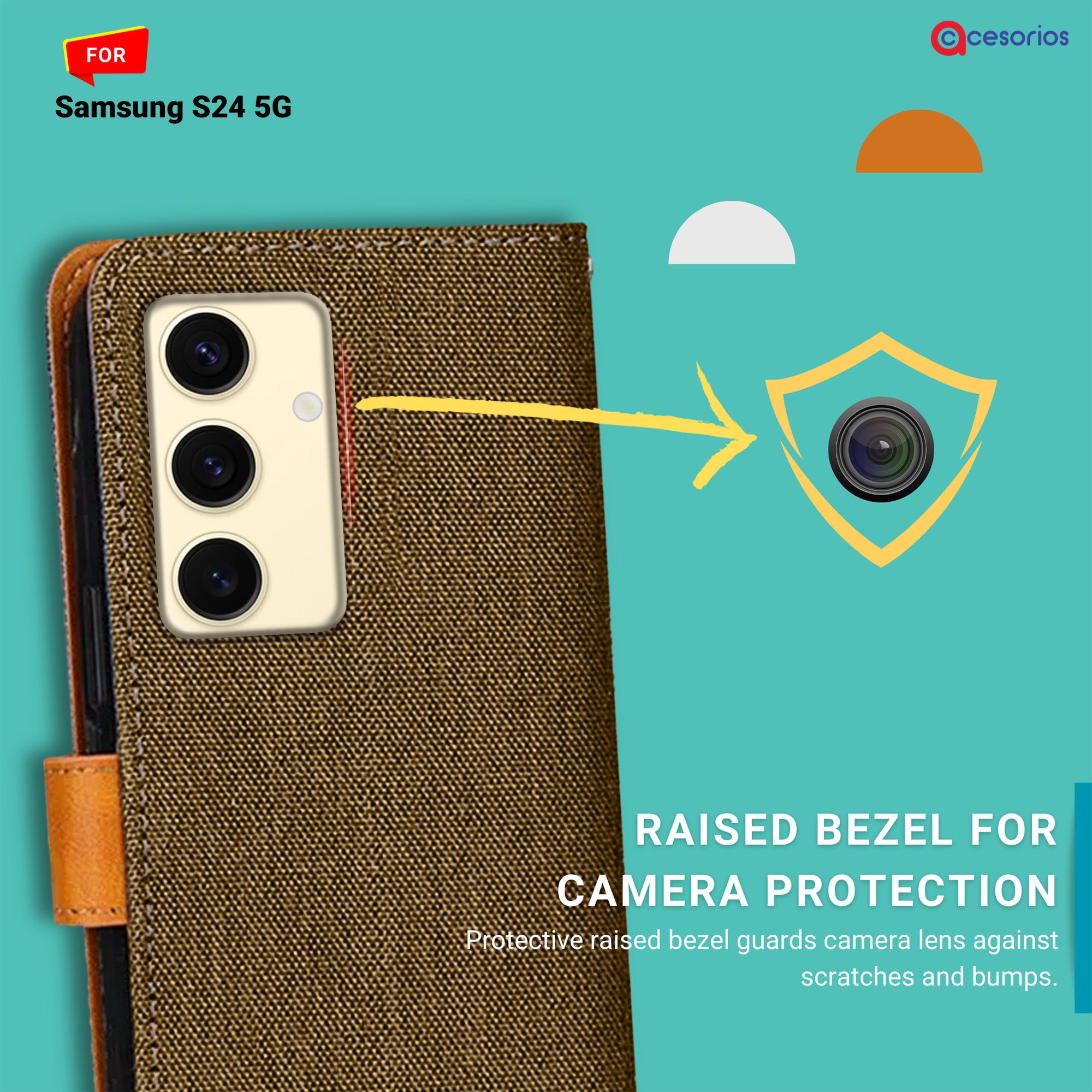 Accesorios Samsung S24 5G denim flip cover – Dark Brown – Image 2 #color_dark brown