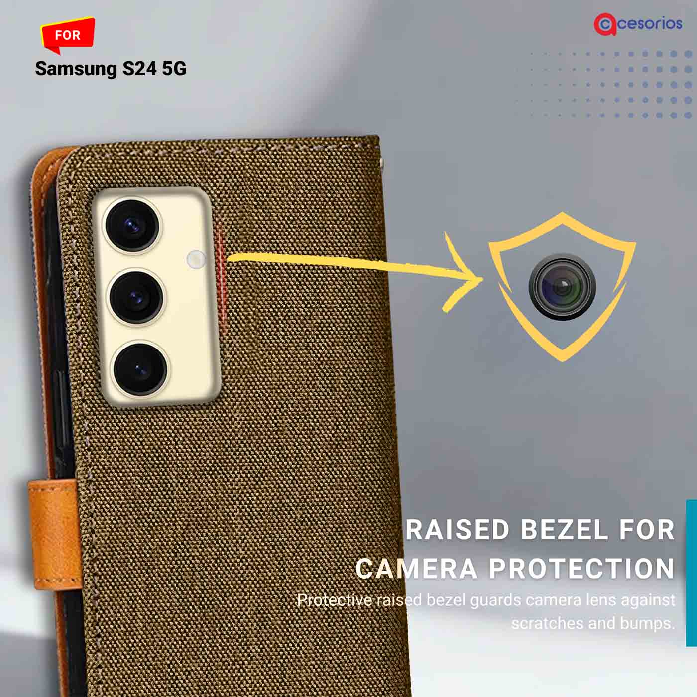 Accesorios Samsung S24 5G denim flip cover – Dark Brown – Image 2 #color_dark b