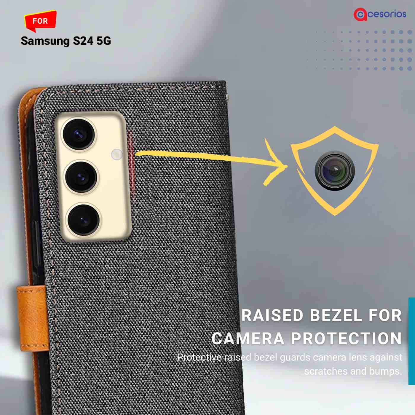 Denim & Leather back panel — Samsung S24 5G in Grey mobile case