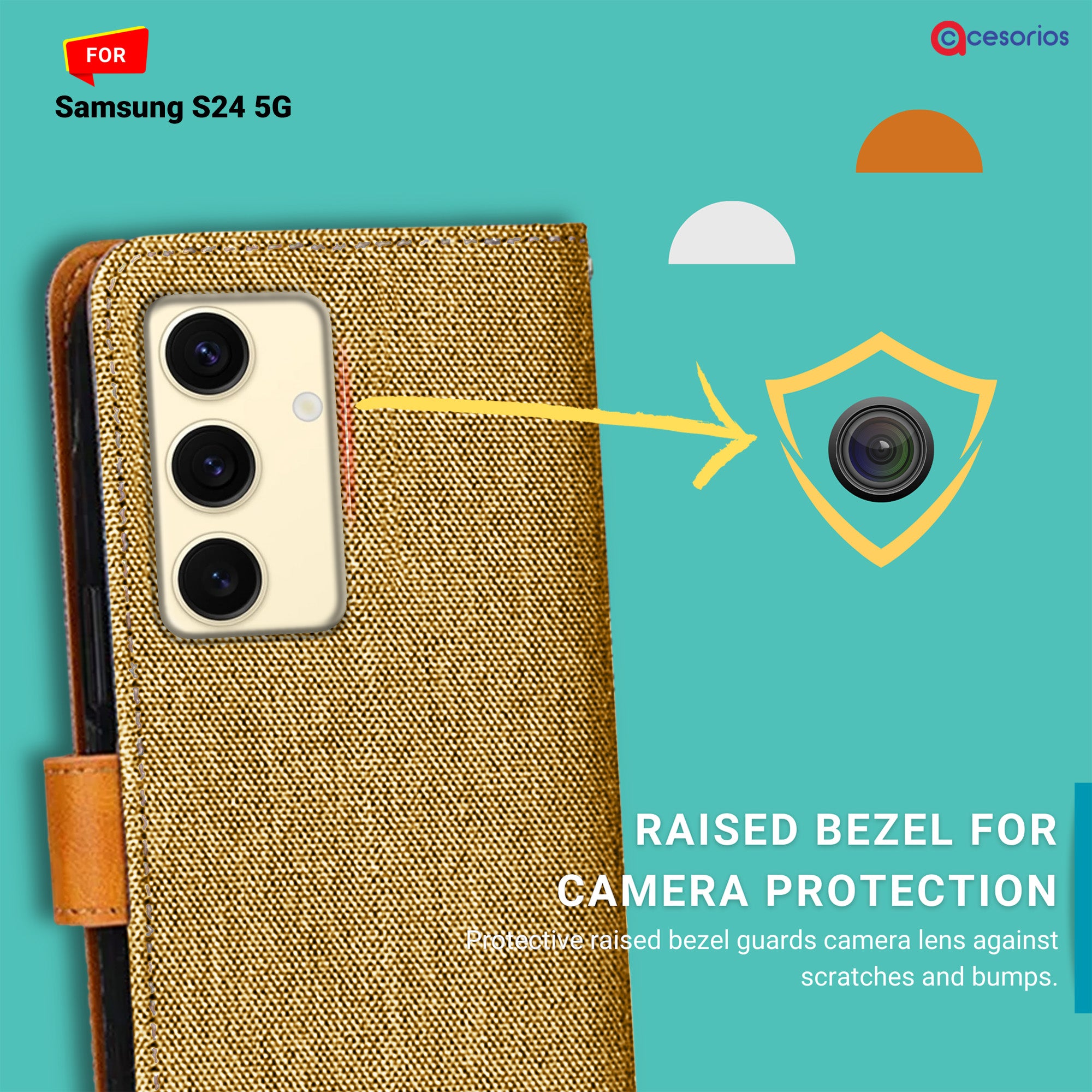 Accesorios Samsung S24 5G denim flip cover – Light Brown – Image 2 #color_light brown
