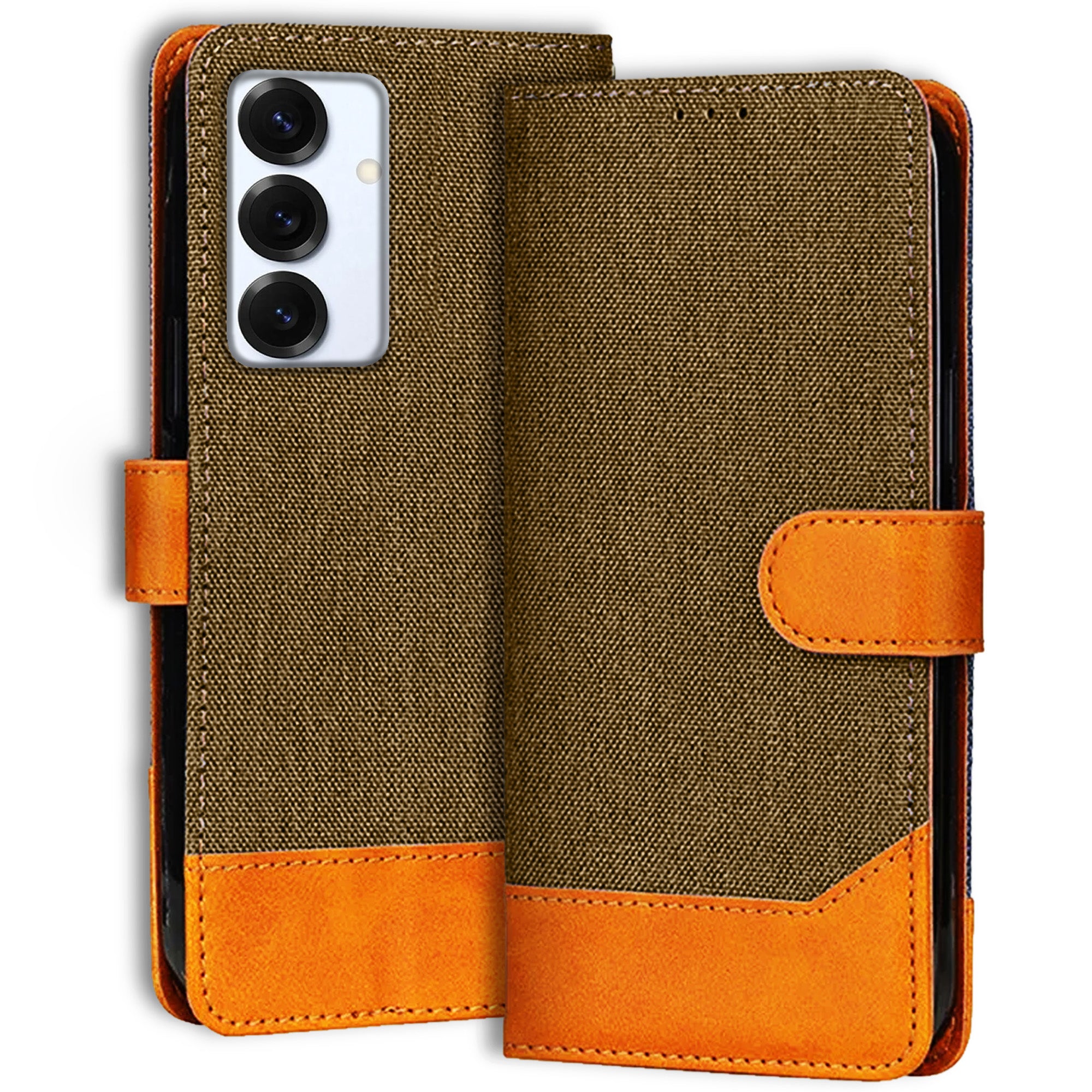 Accesorios Samsung S25 5G denim flip cover – Dark Brown – Image 1 #color_dark brown
