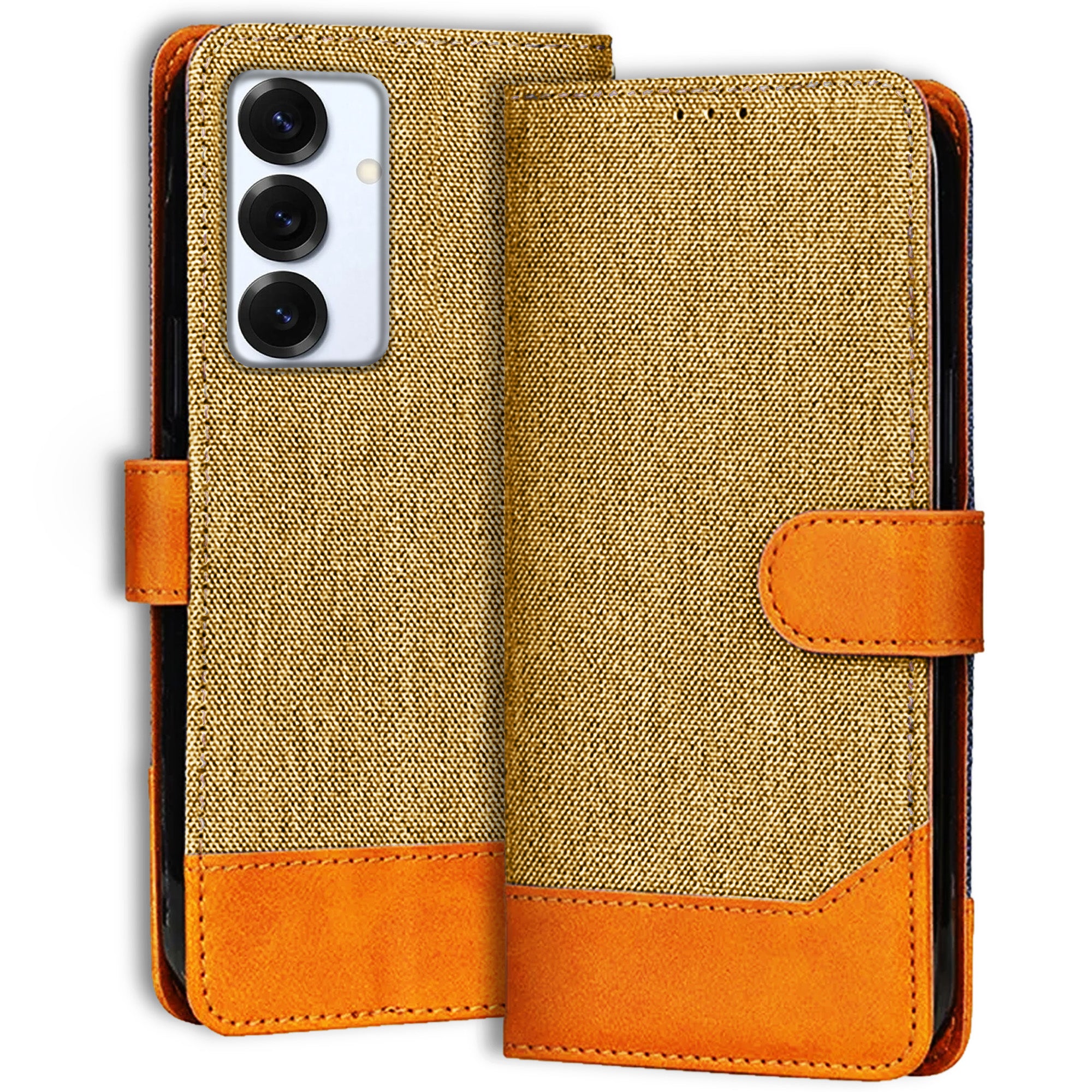 Accesorios Samsung S25 5G denim flip cover – Light Brown – Image 1 #color_light brown