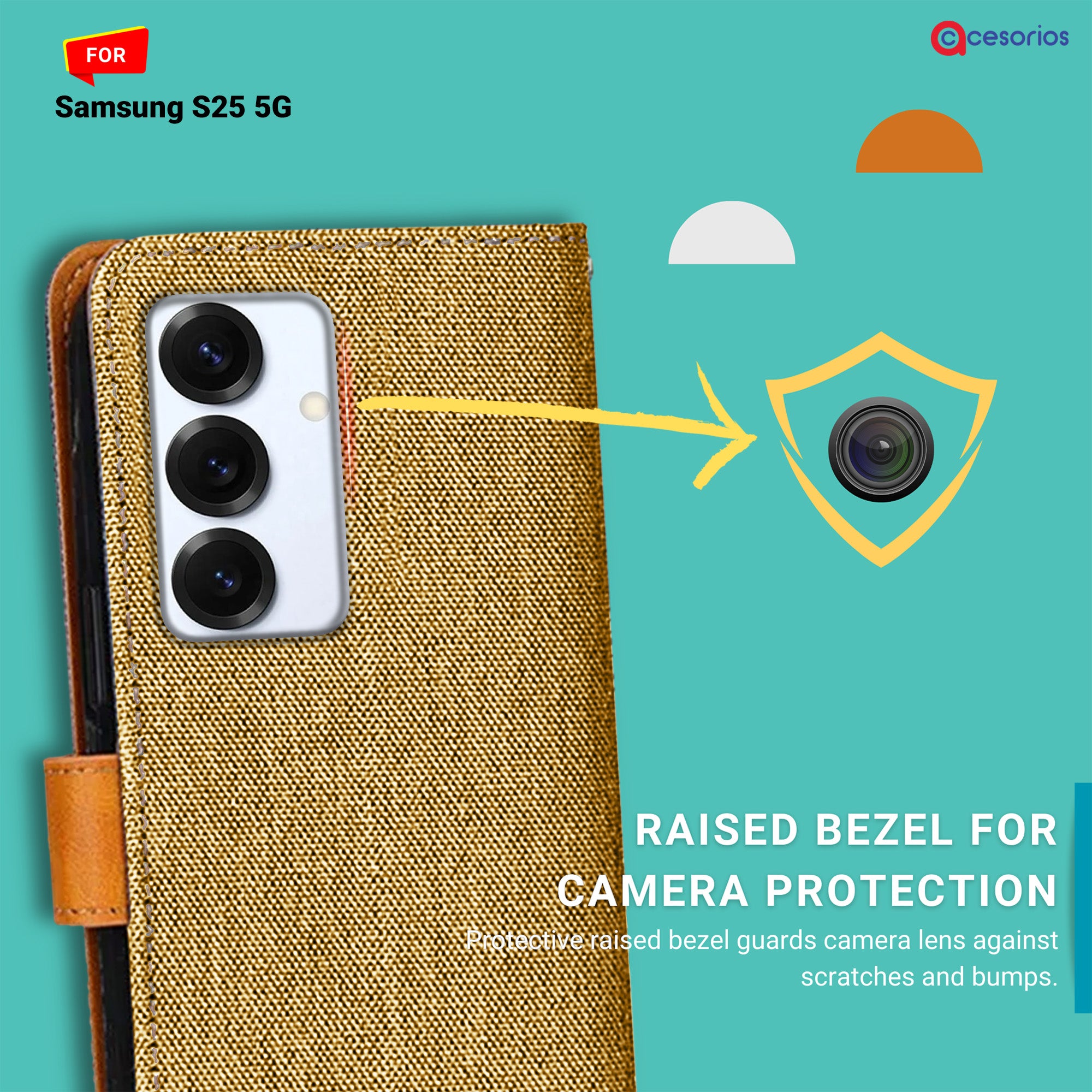 Accesorios Samsung S25 5G denim flip cover – Light Brown – Image 2 #color_light brown