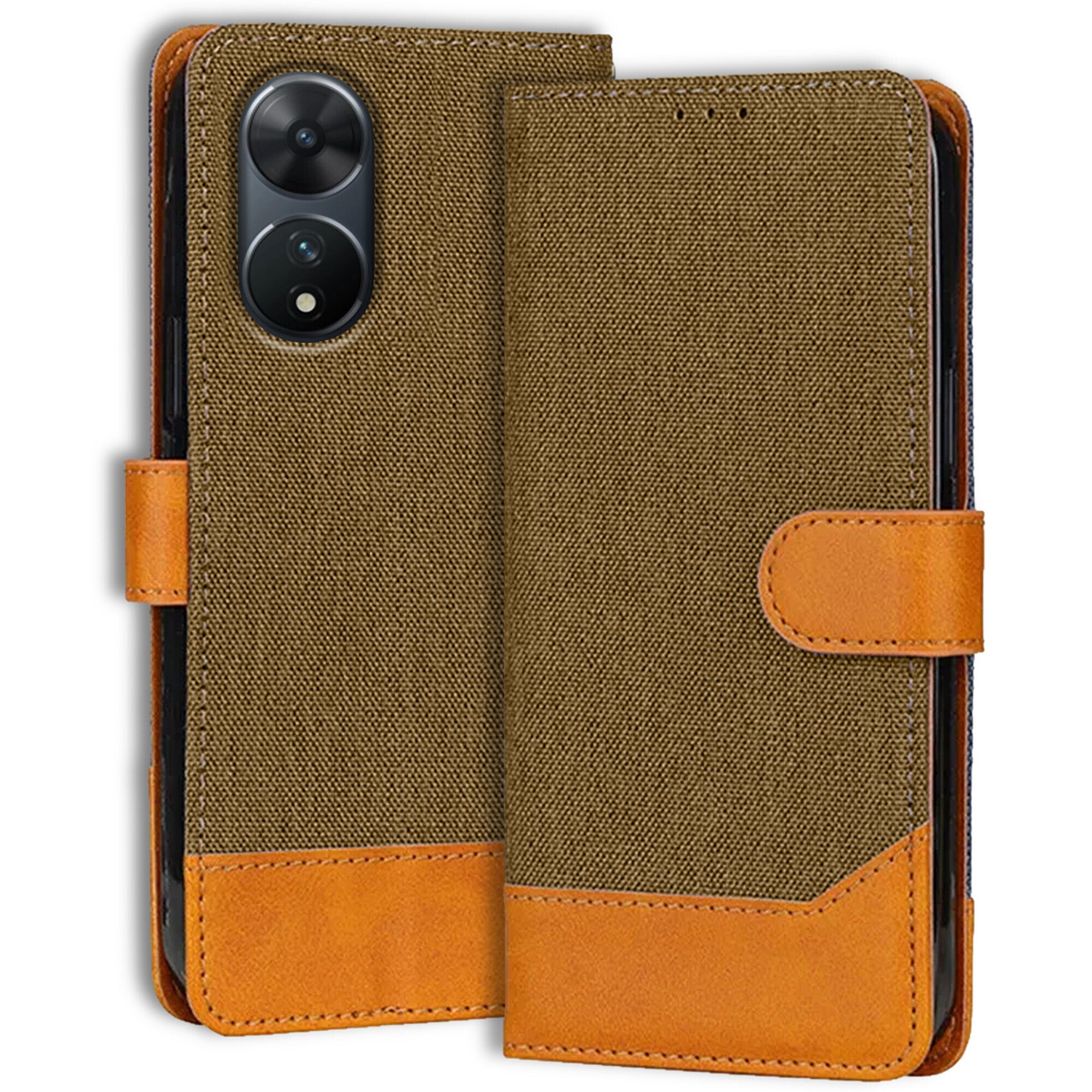 Accesorios Vivo T2 5G denim flip cover – Dark Brown – Image 1 #color_dark brown