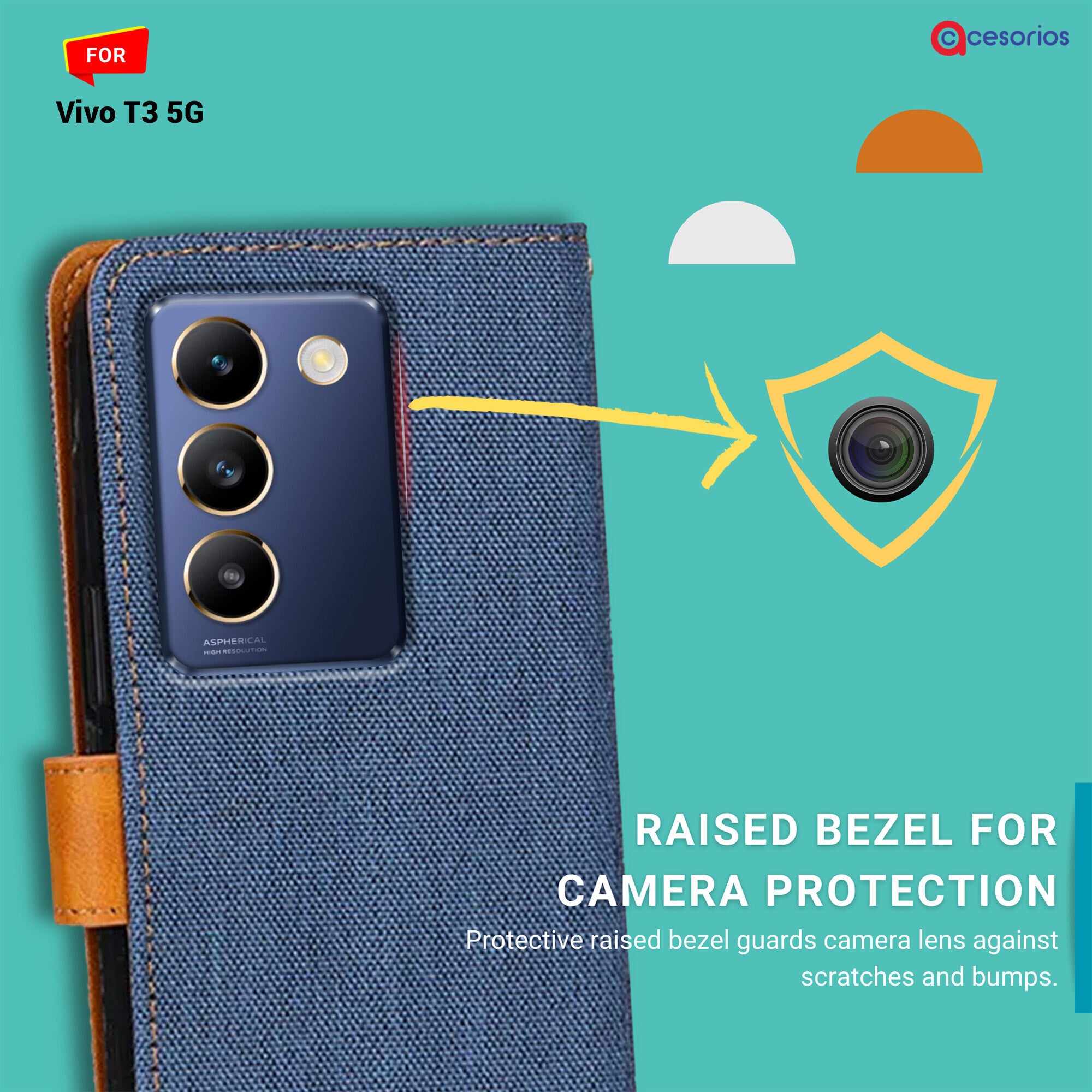 Accesorios Vivo T3 5G denim flip cover – Blue – Image 2 #color_blue