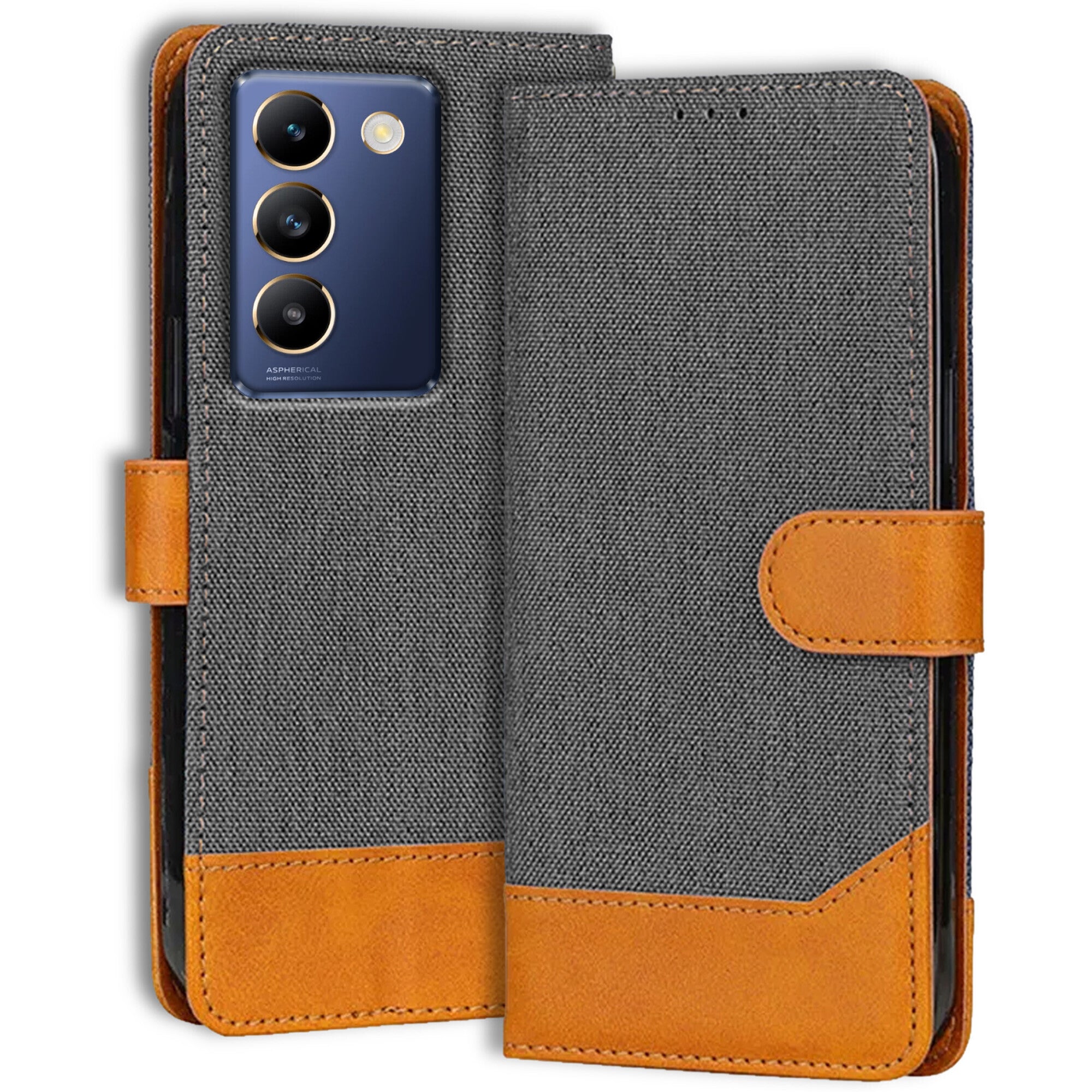 Accesorios Vivo T3 5G denim flip cover – Grey – Image 1 #color_grey