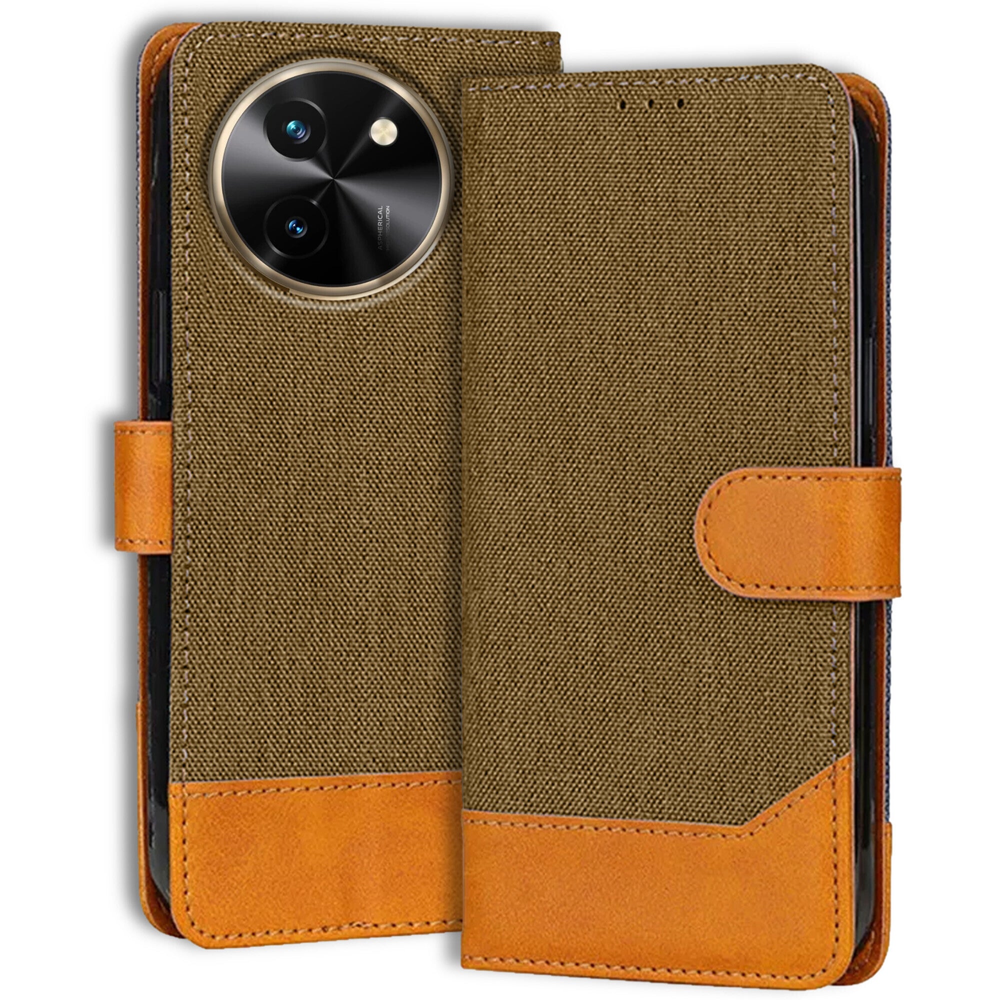 Accesorios Vivo T3X 5G denim flip cover – Dark Brown – Image 1 #color_dark brown