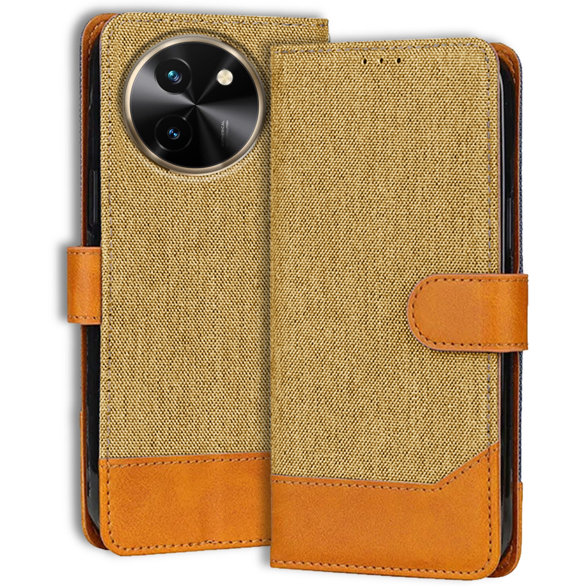 Accesorios Vivo T3X 5G denim flip cover – Light Brown – Image 1 #color_light brown