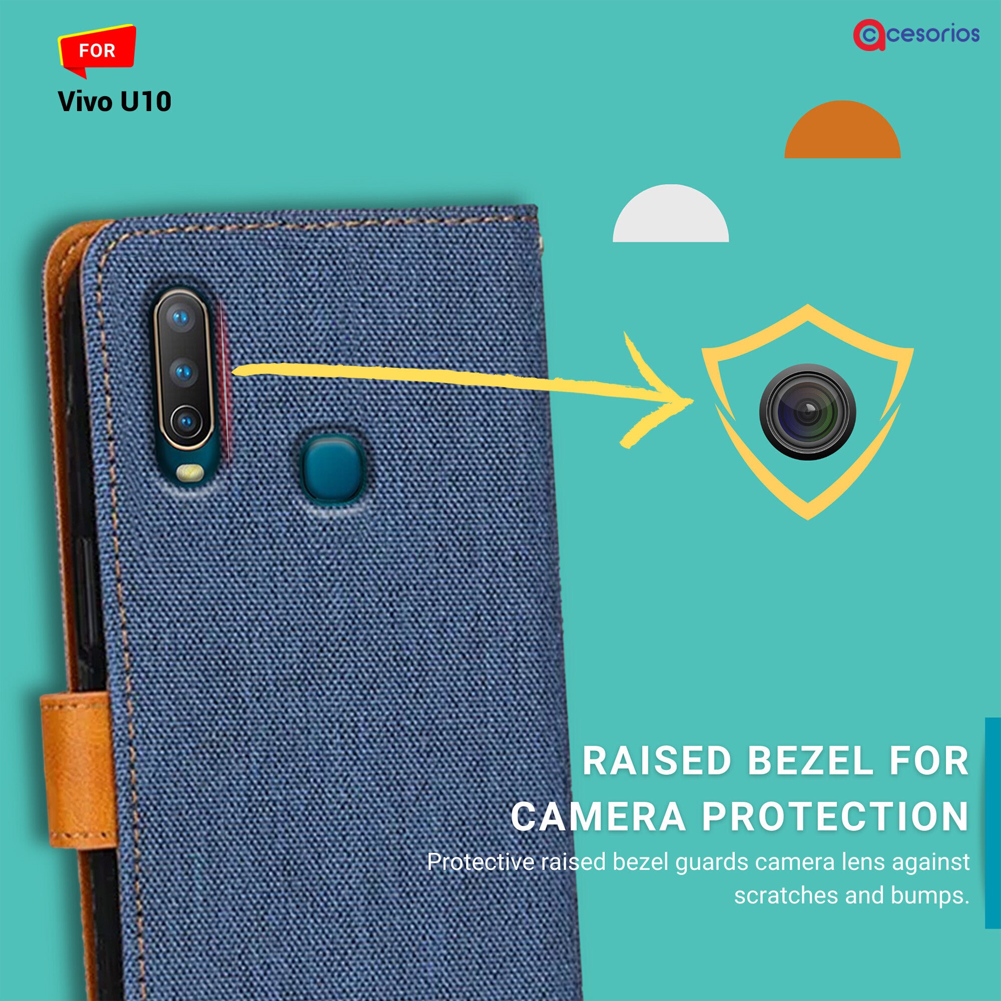 Accesorios Vivo U10 denim flip cover – Blue – Image 2 #color_blue