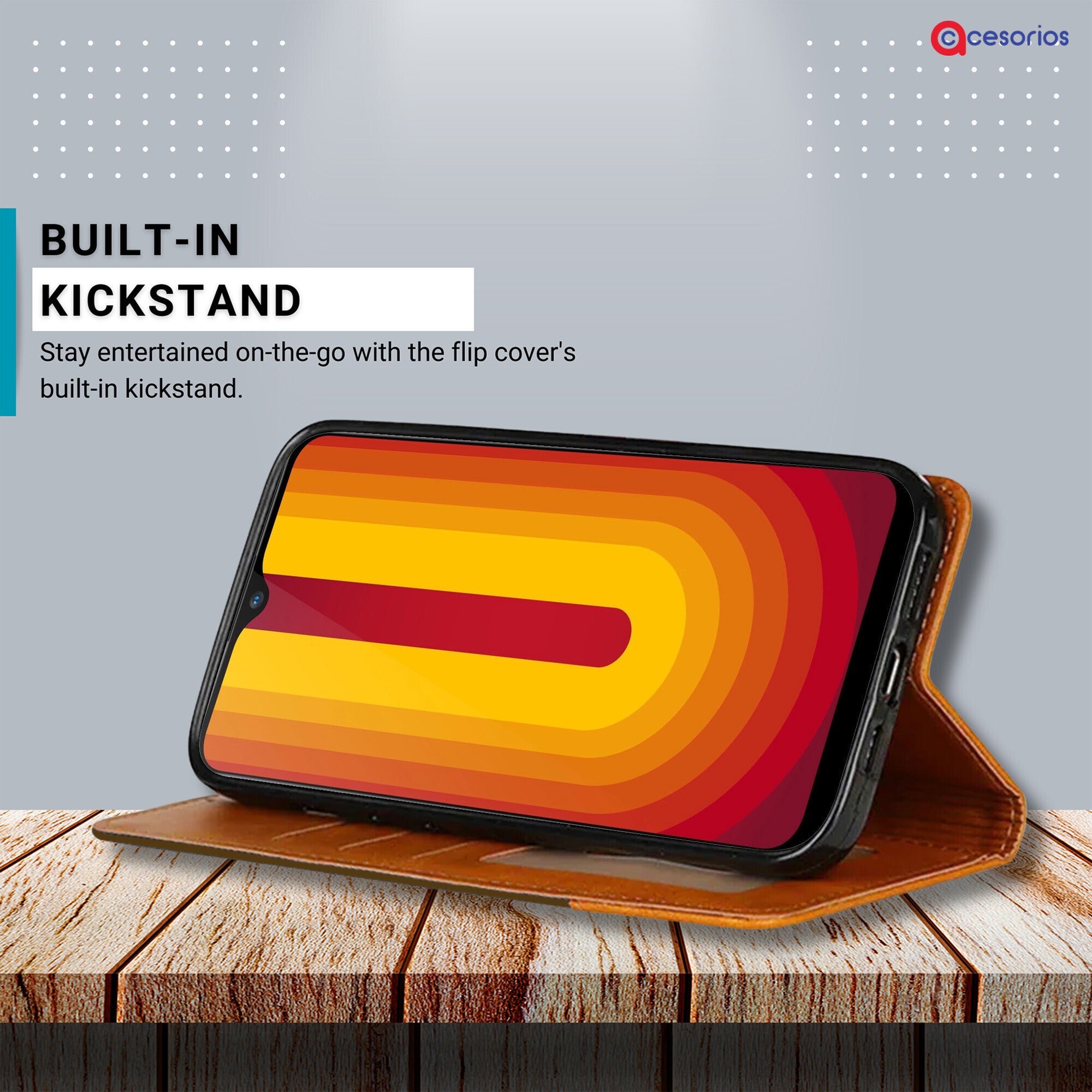 Accesorios Vivo U10 denim flip cover – Dark Brown – Image 4 #color_dark brown