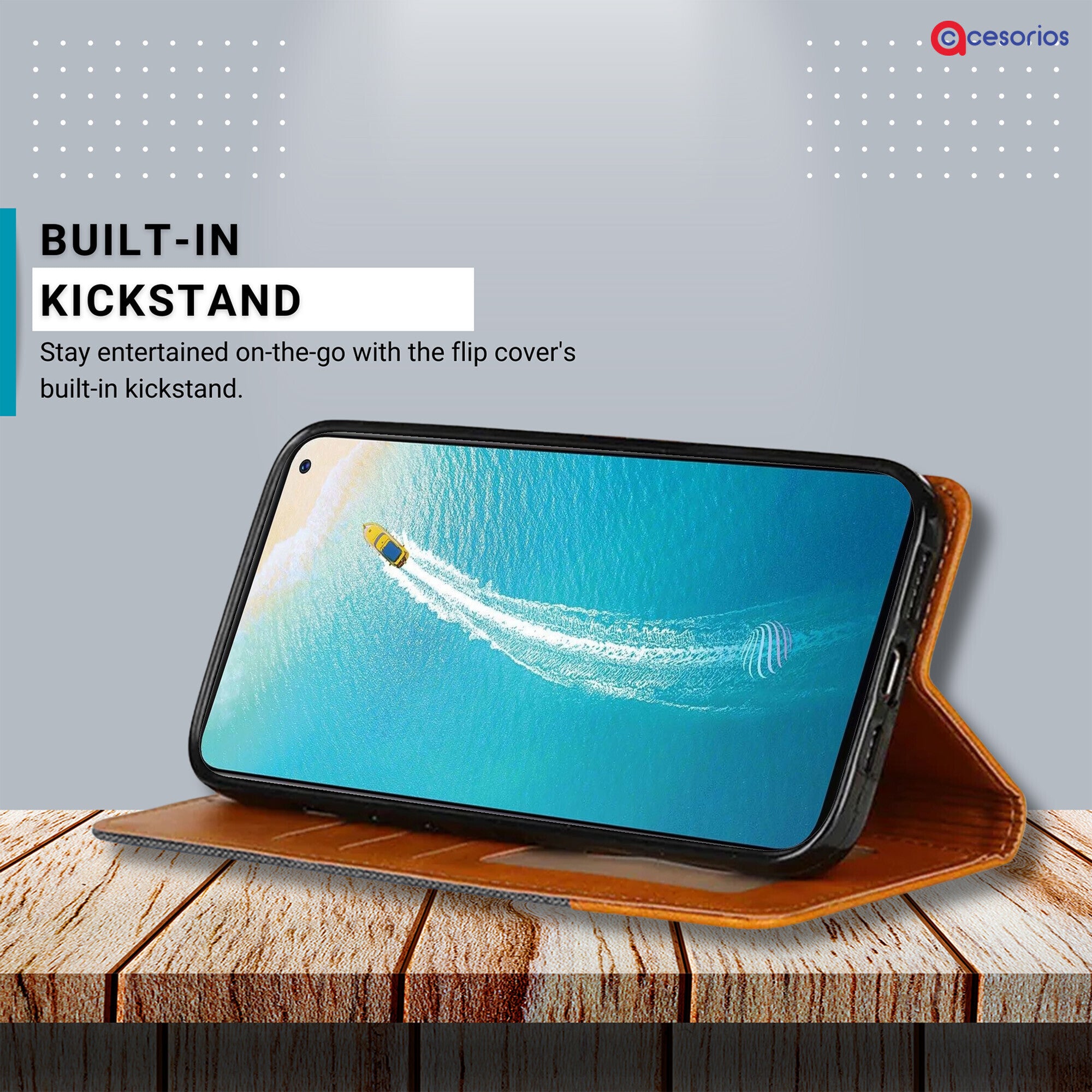 Accesorios Vivo V17 denim flip cover – Grey – Image 4 #color_grey