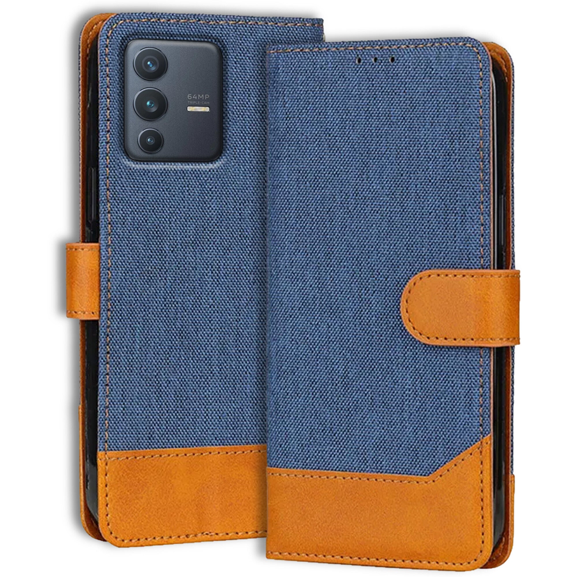 Accesorios Vivo V23 5G denim flip cover – Blue – Image 1 #color_blue