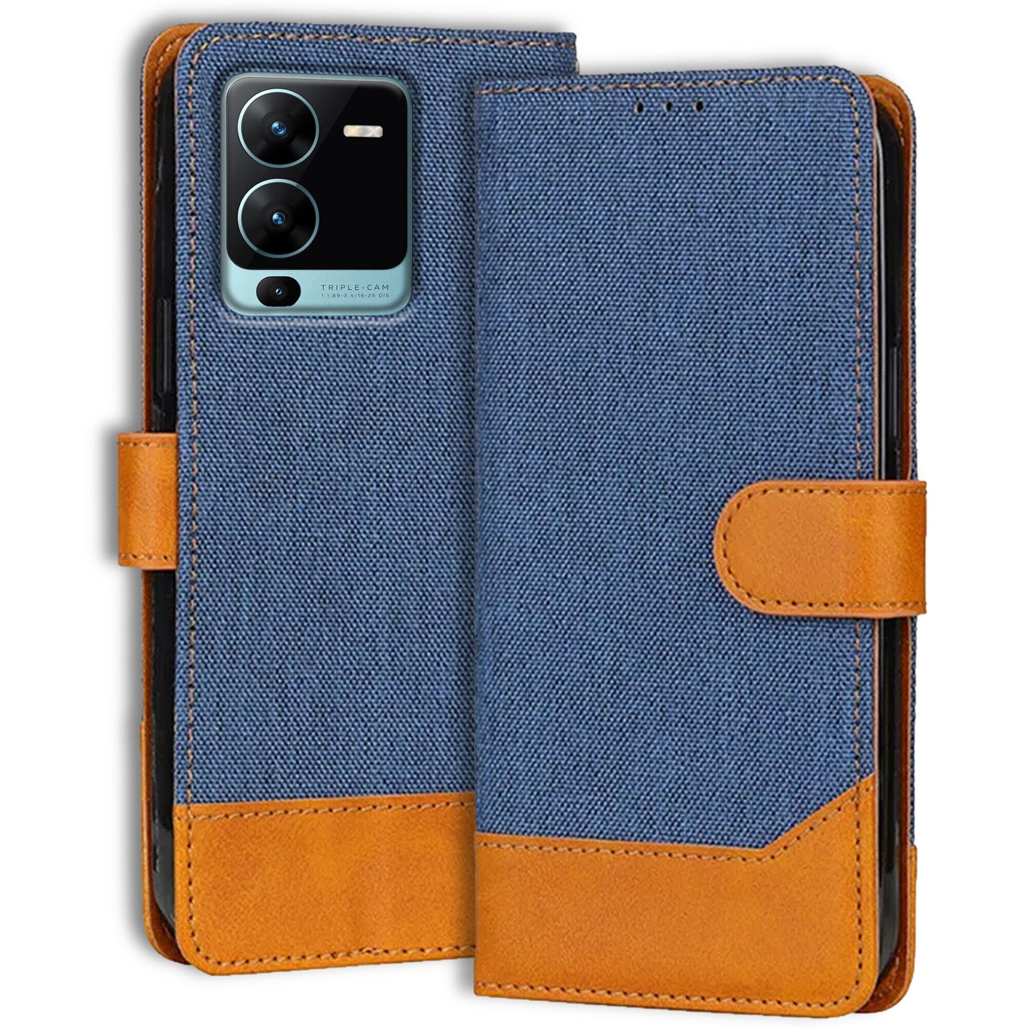 Accesorios Vivo V25 Pro denim flip cover – Blue – Image 1 #color_blue
