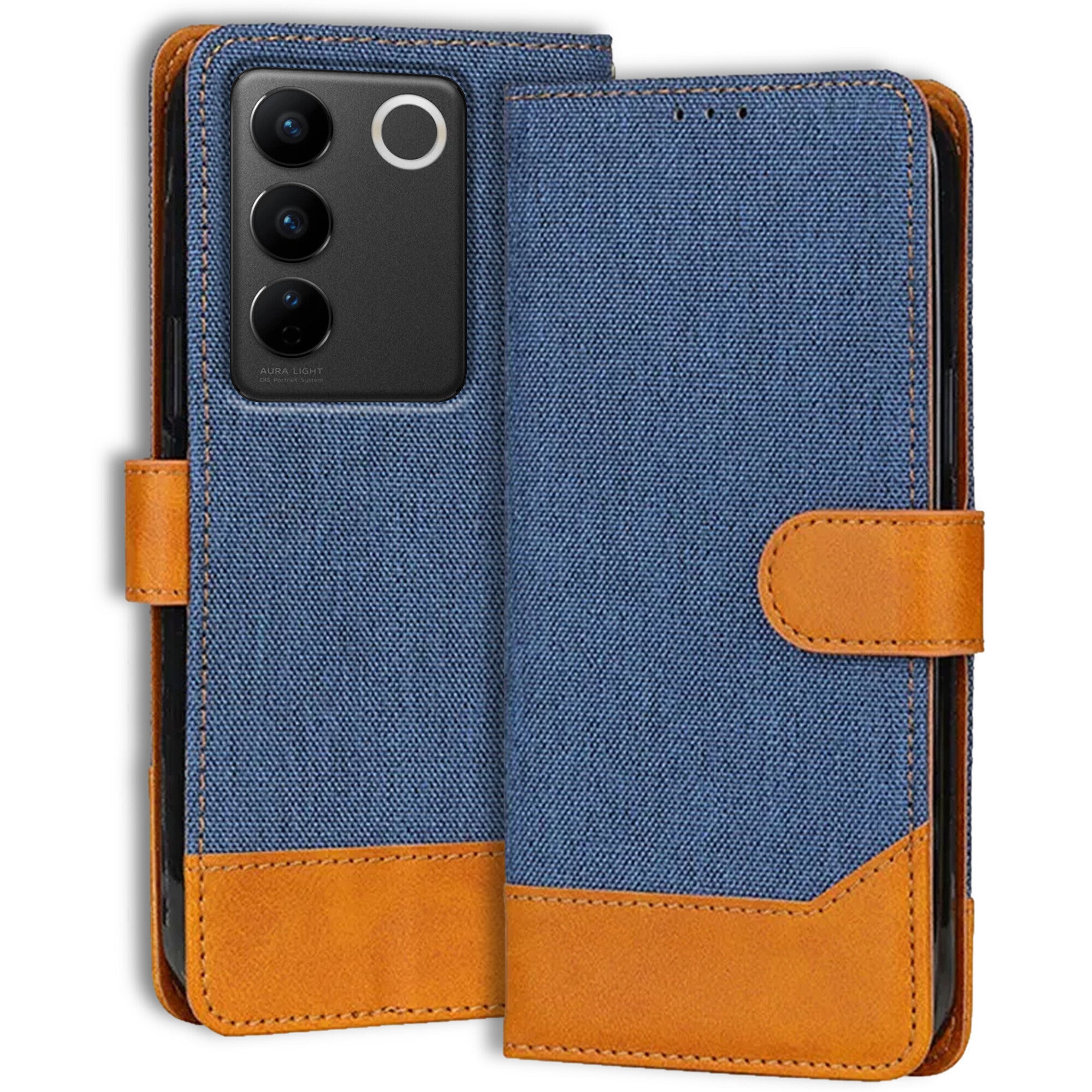 Accesorios Vivo V27 5G denim flip cover – Blue – Image 1 #color_blue