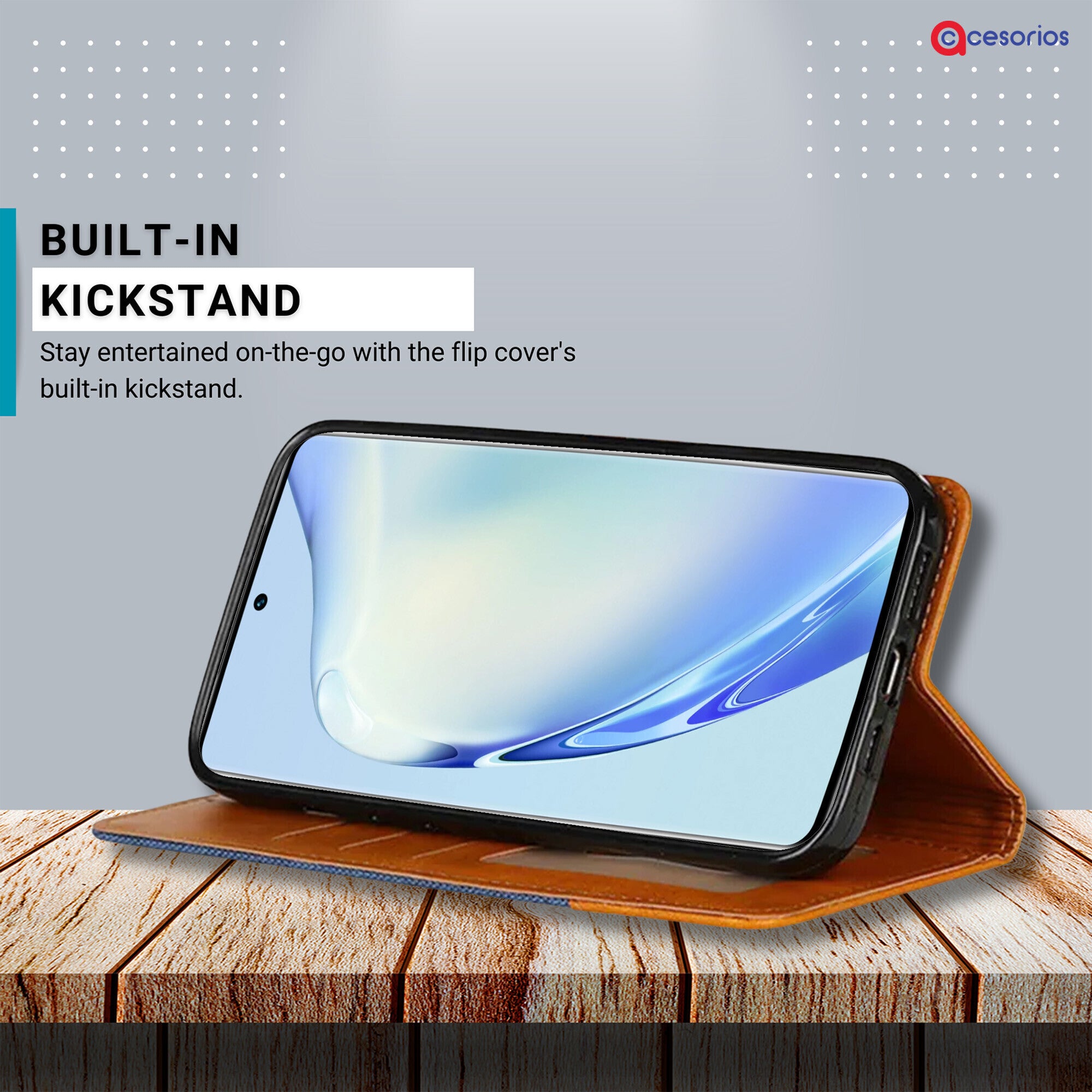 Accesorios Vivo V27 Pro 5G denim flip cover – Blue – Image 4 #color_blue