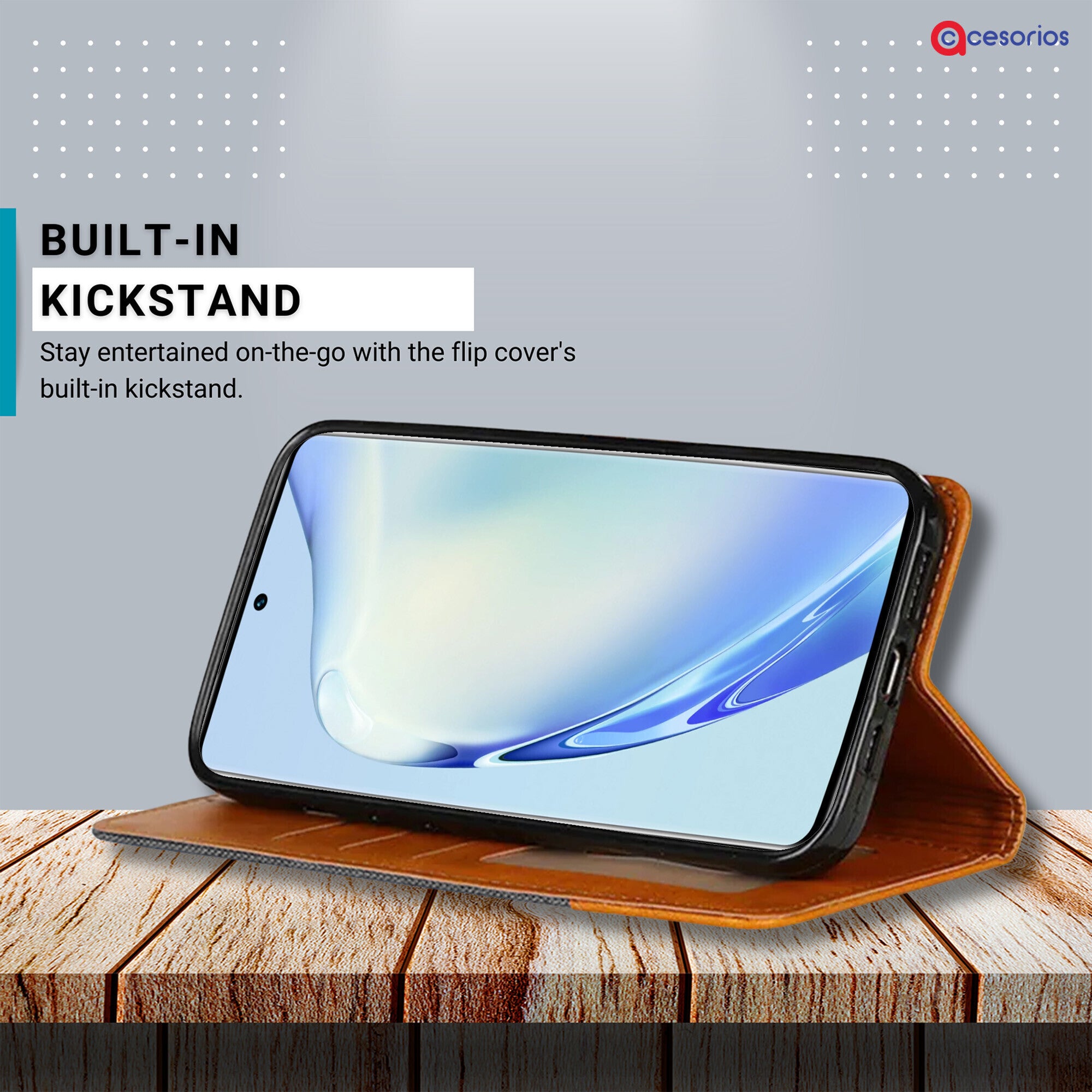 Accesorios Vivo V27 Pro 5G denim flip cover – Grey – Image 4 #color_grey