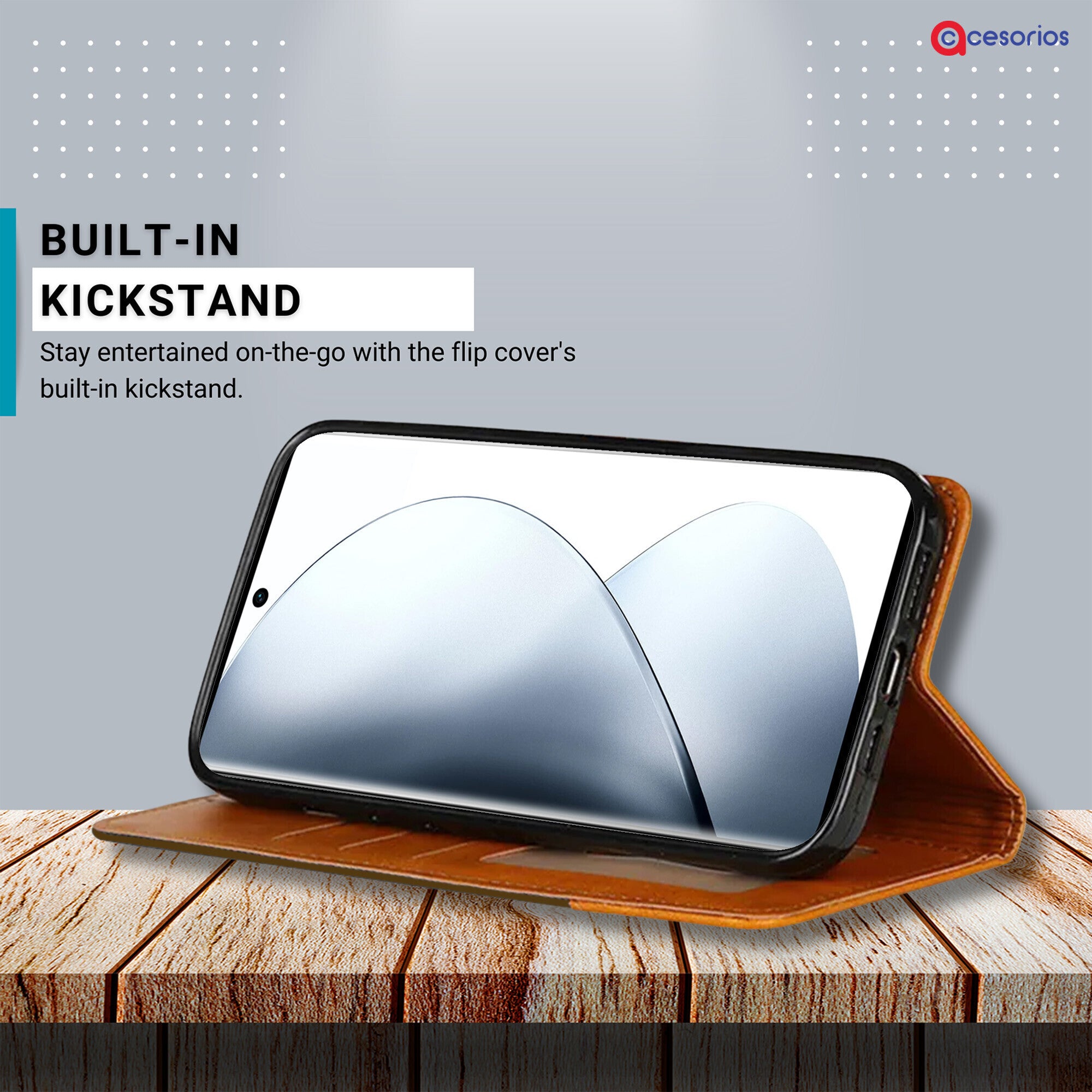 Accesorios Vivo V29 5G denim flip cover – Dark Brown – Image 4 #color_dark brown