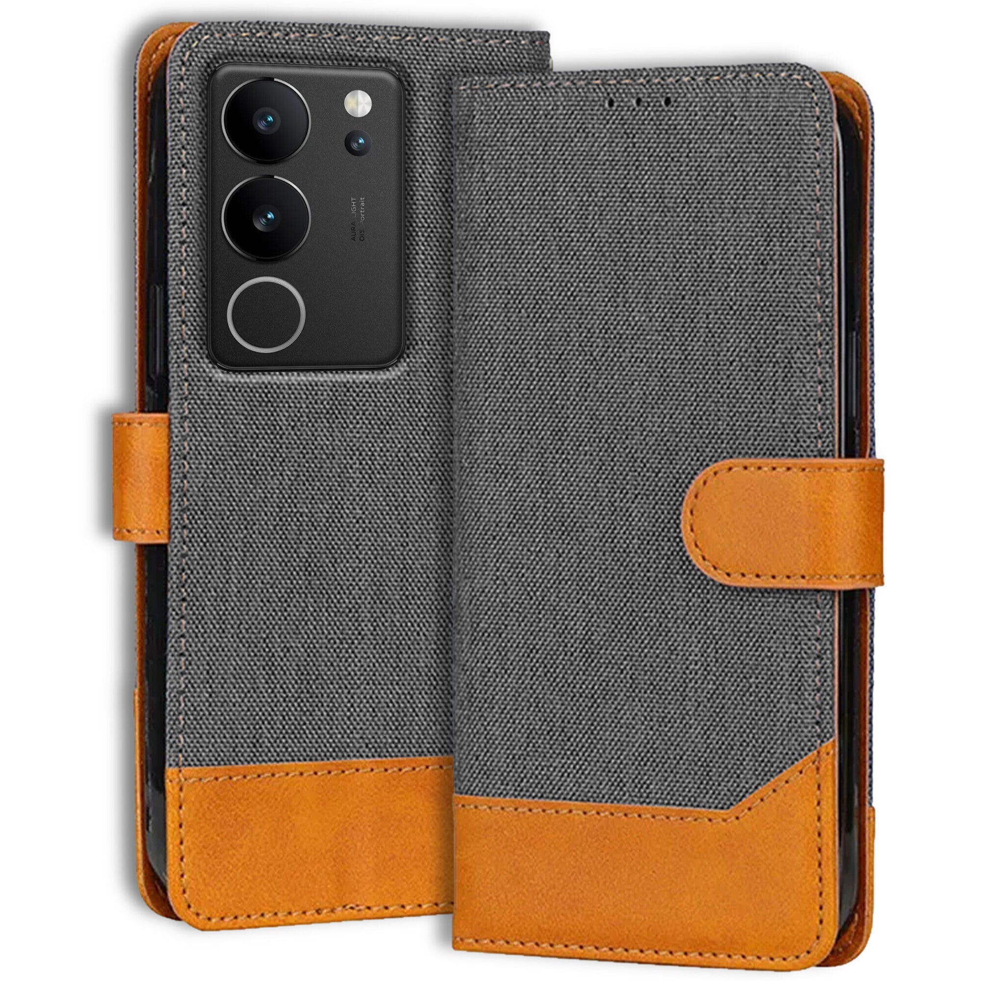 Accesorios Vivo V29 5G denim flip cover – Grey – Image 1 #color_grey
