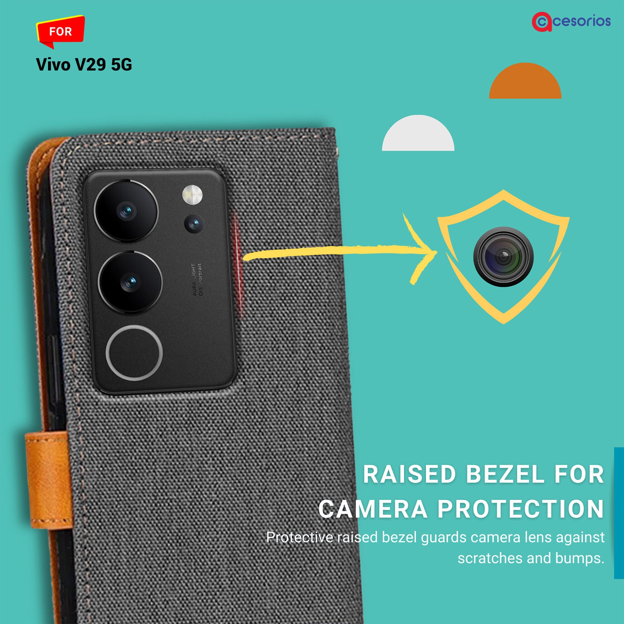 Accesorios Vivo V29 5G denim flip cover – Grey – Image 2 #color_grey