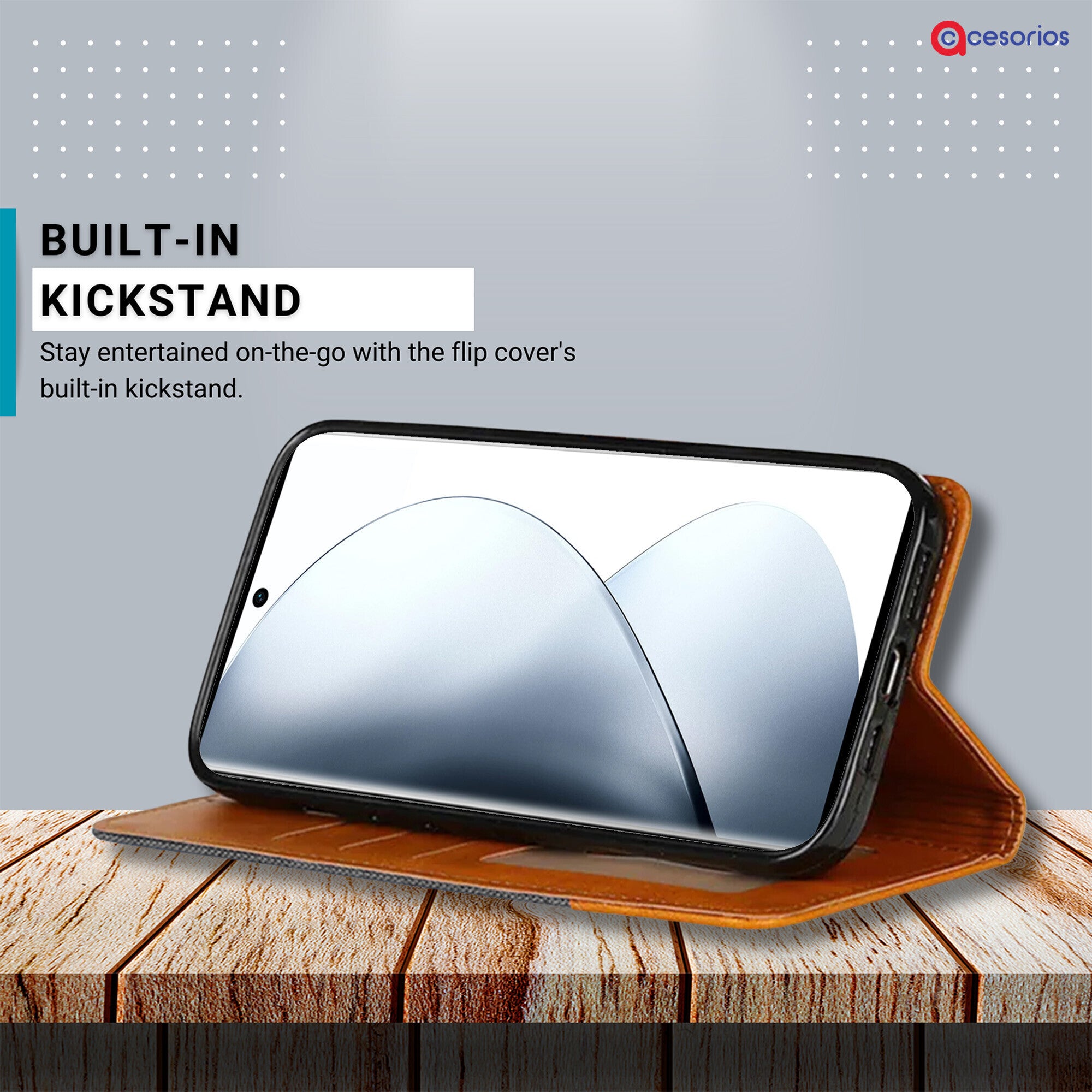 Accesorios Vivo V29 5G denim flip cover – Grey – Image 4 #color_grey