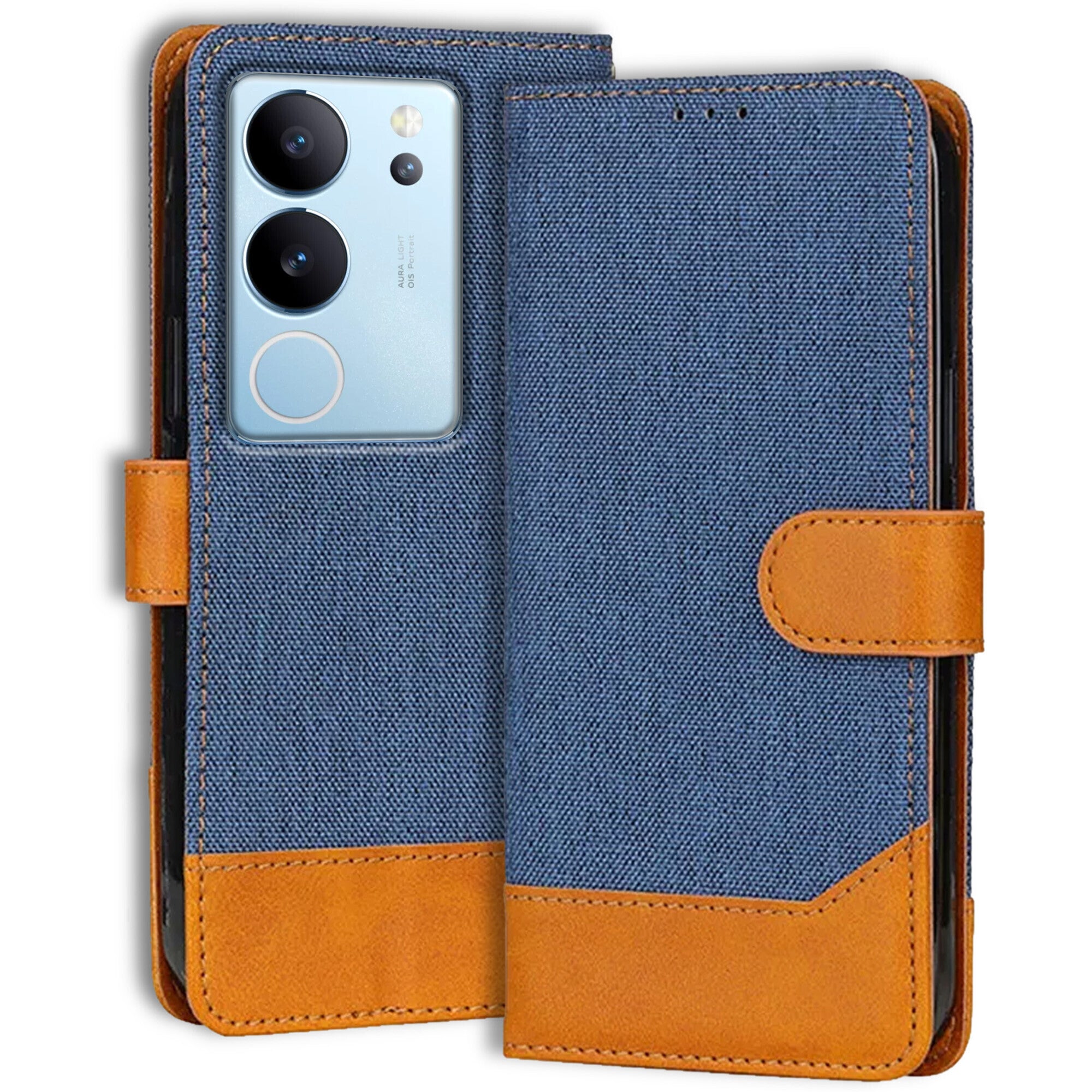 Accesorios Vivo V29 Pro denim flip cover – Blue – Image 1 #color_blue