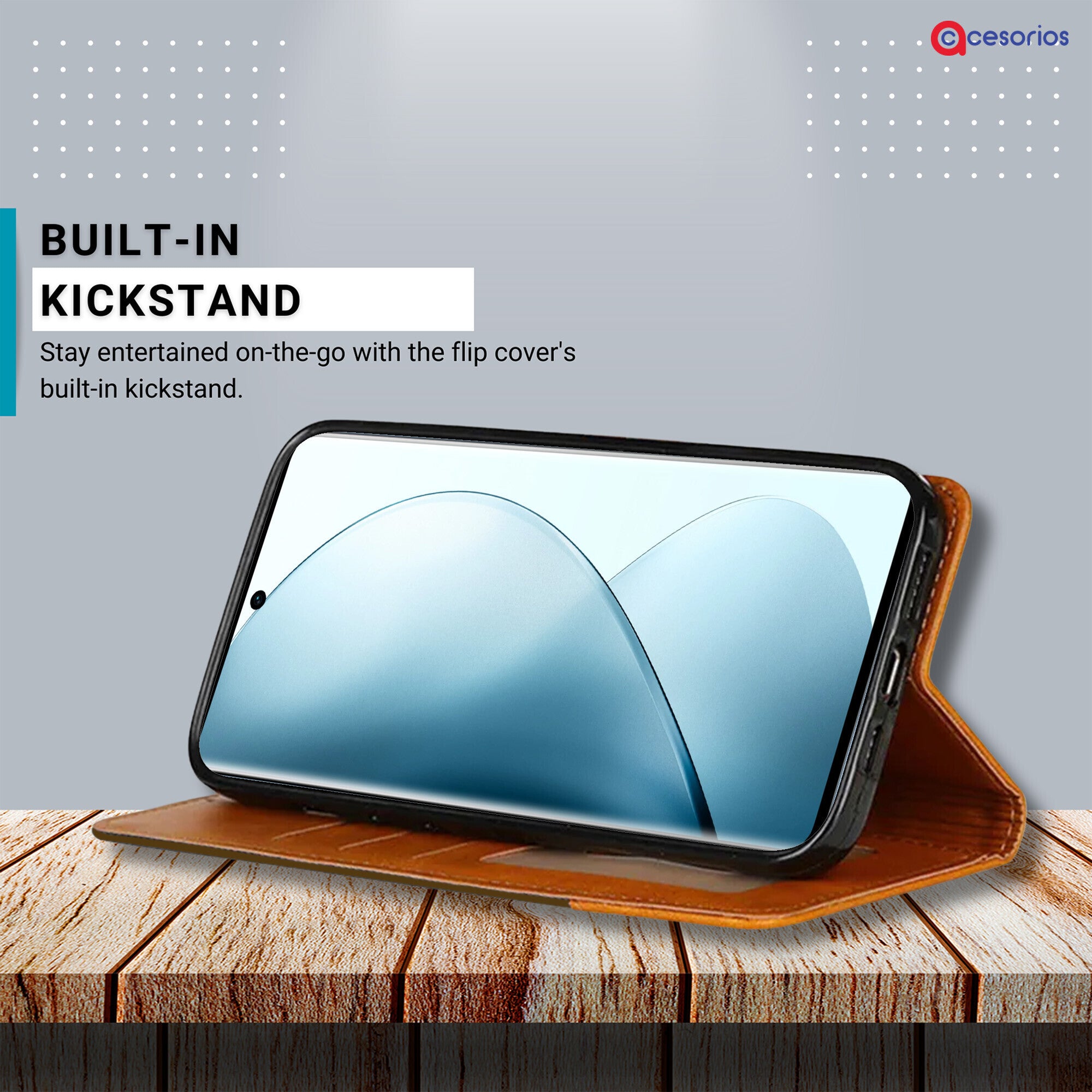 Accesorios Vivo V29 Pro denim flip cover – Dark Brown – Image 4 #color_dark brown