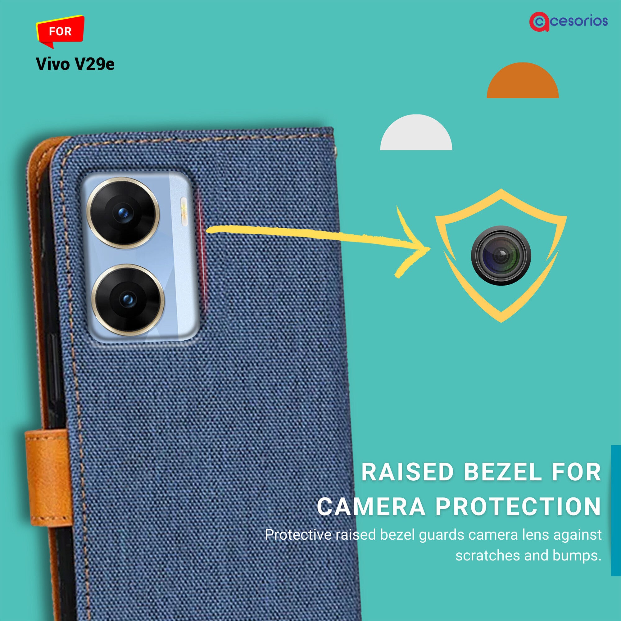 Accesorios Vivo V29E denim flip cover – Blue – Image 2 #color_blue
