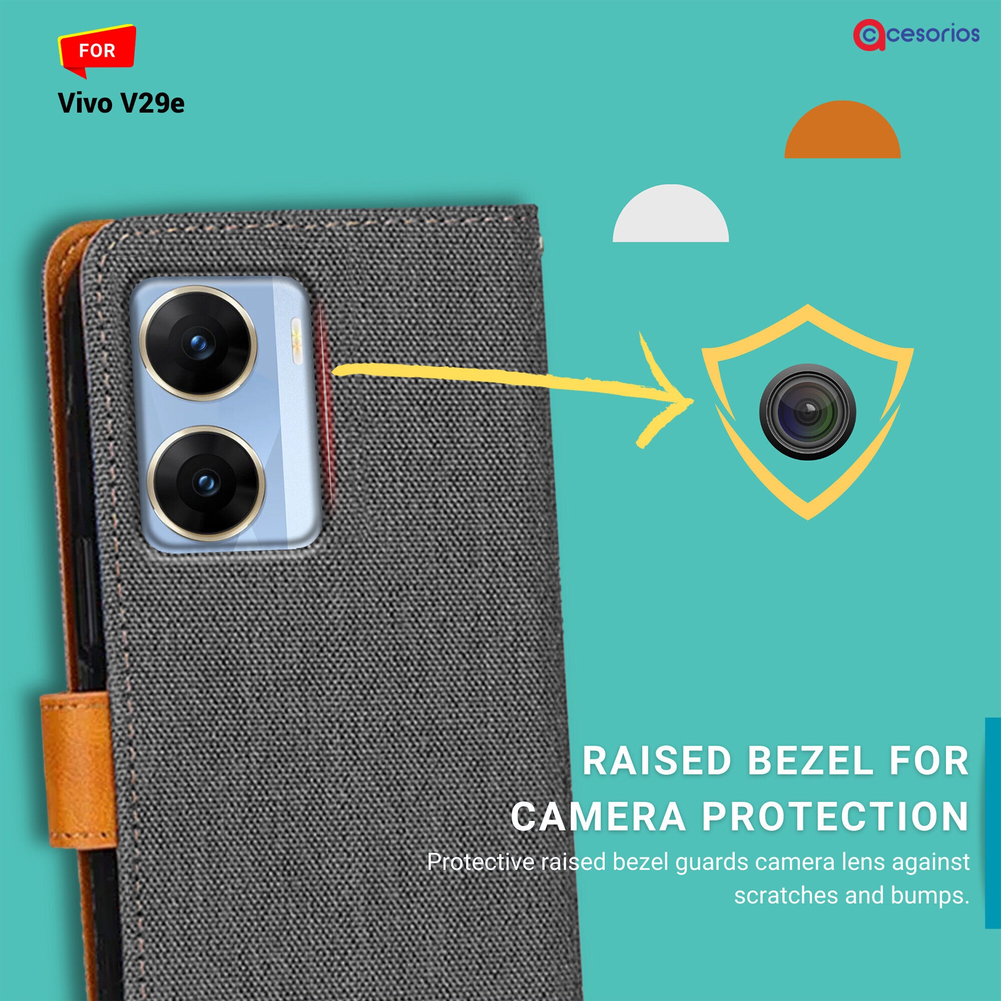 Accesorios Vivo V29E denim flip cover – Grey – Image 2 #color_grey