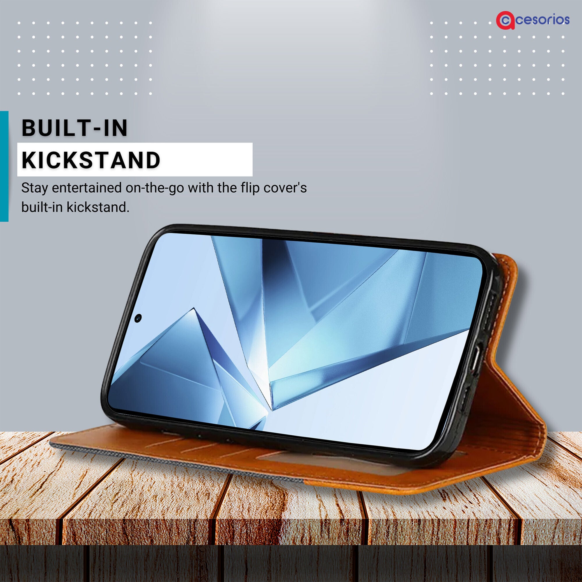 Accesorios Vivo V29E denim flip cover – Grey – Image 4 #color_grey