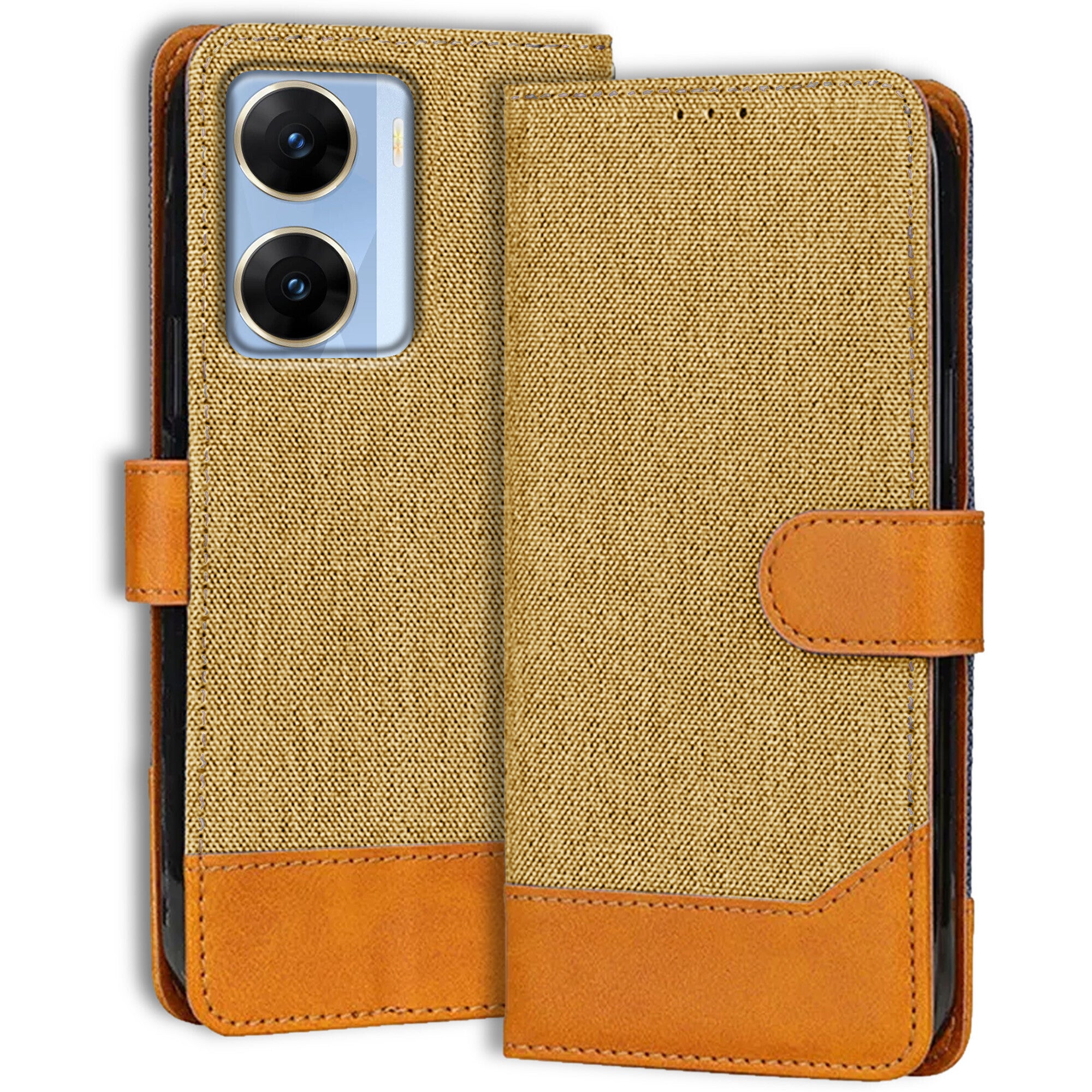 Accesorios Vivo V29E denim flip cover – Light Brown – Image 1 #color_light brown
