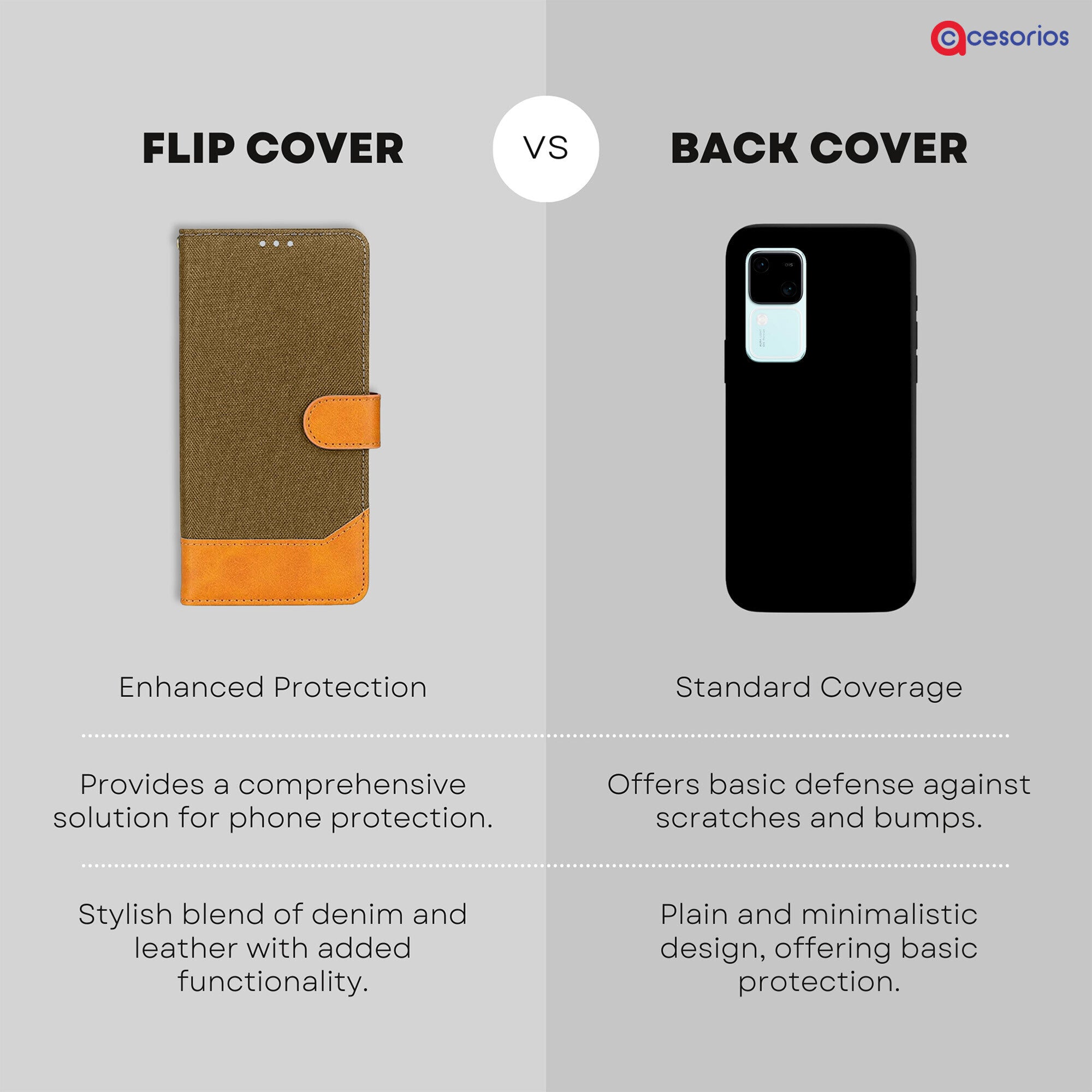 Accesorios Vivo V30 5G denim flip cover – Dark Brown – Image 8 #color_dark brown