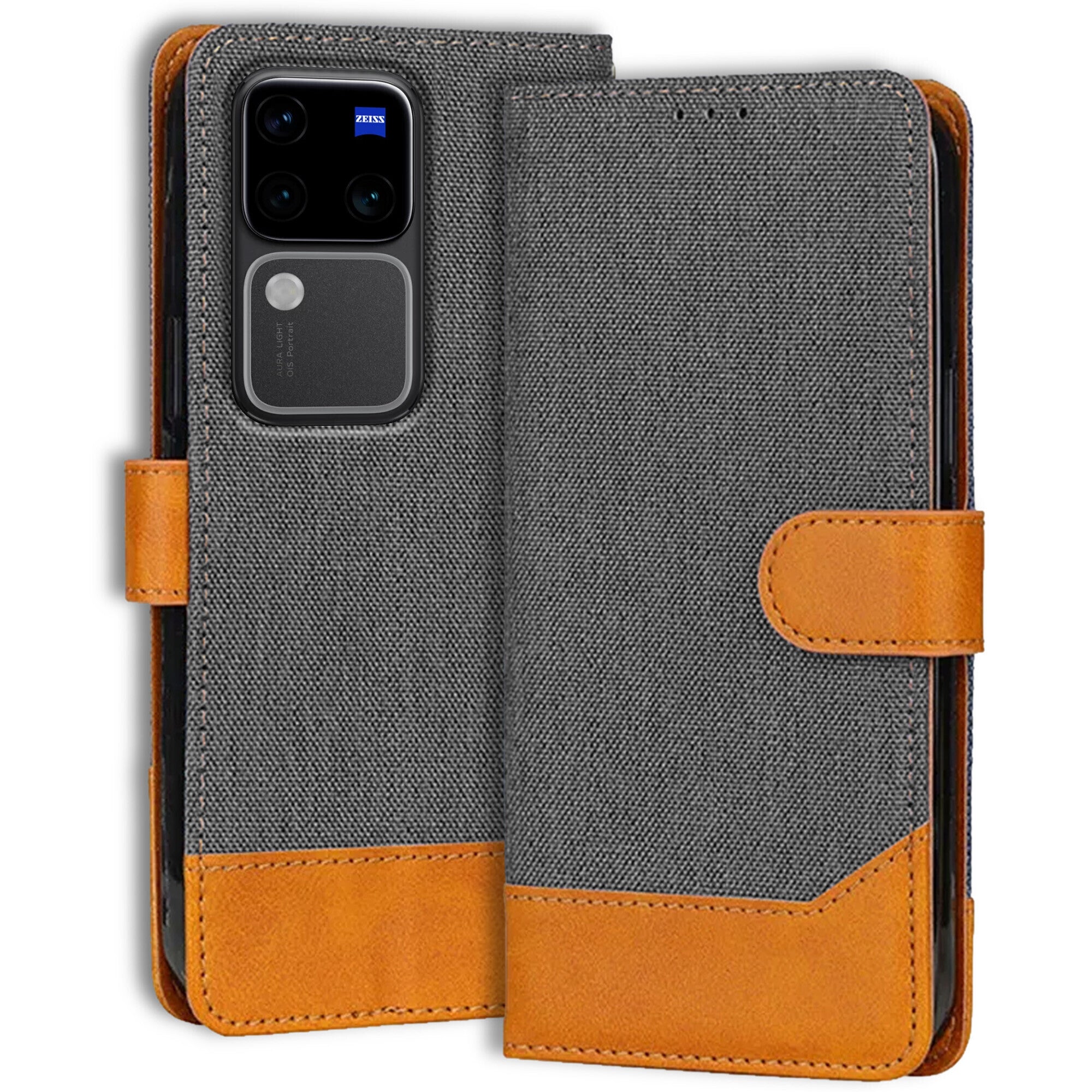 Accesorios Vivo V30 Pro 5G denim flip cover – Grey – Image 1 #color_grey