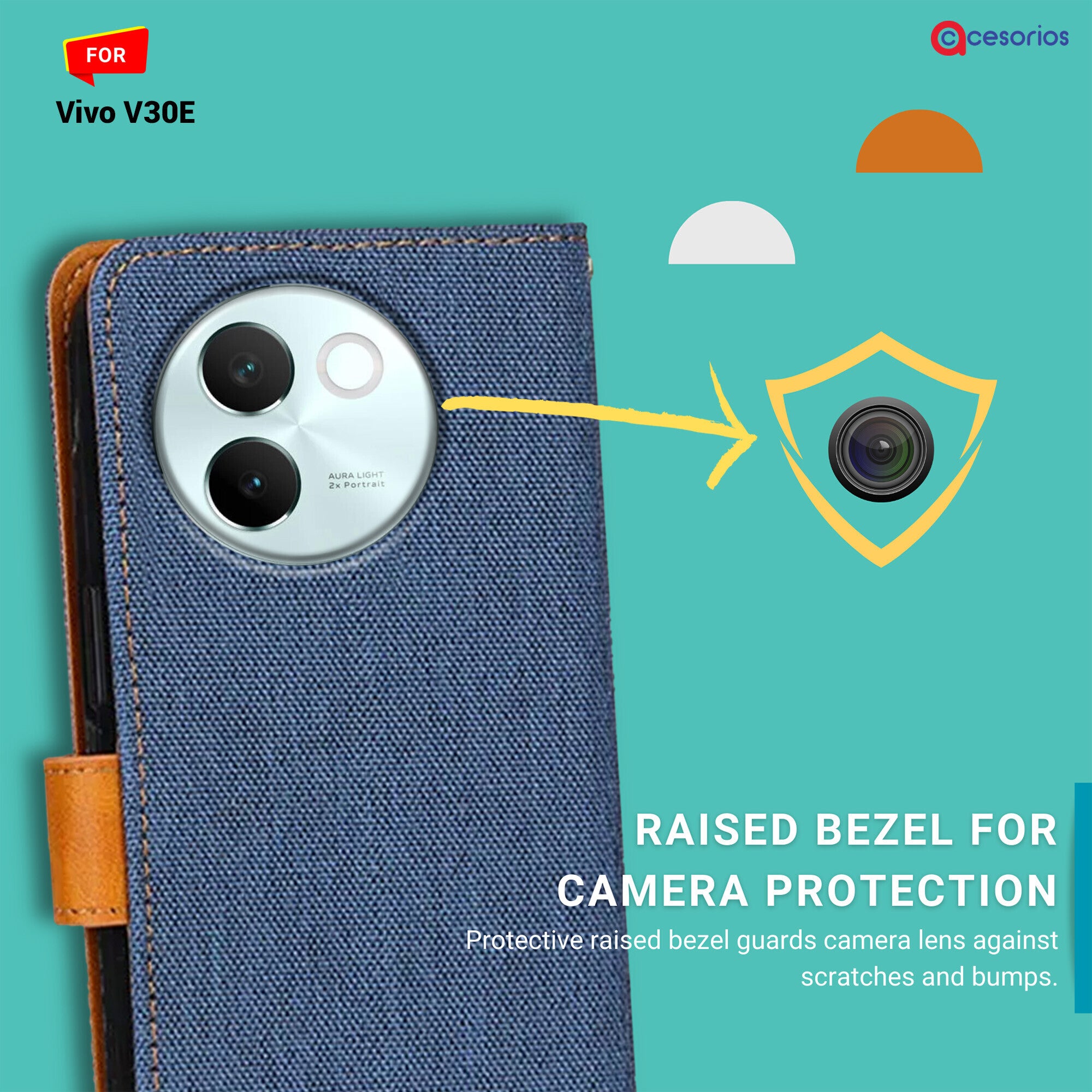 Accesorios Vivo V30E denim flip cover – Blue – Image 2 #color_blue