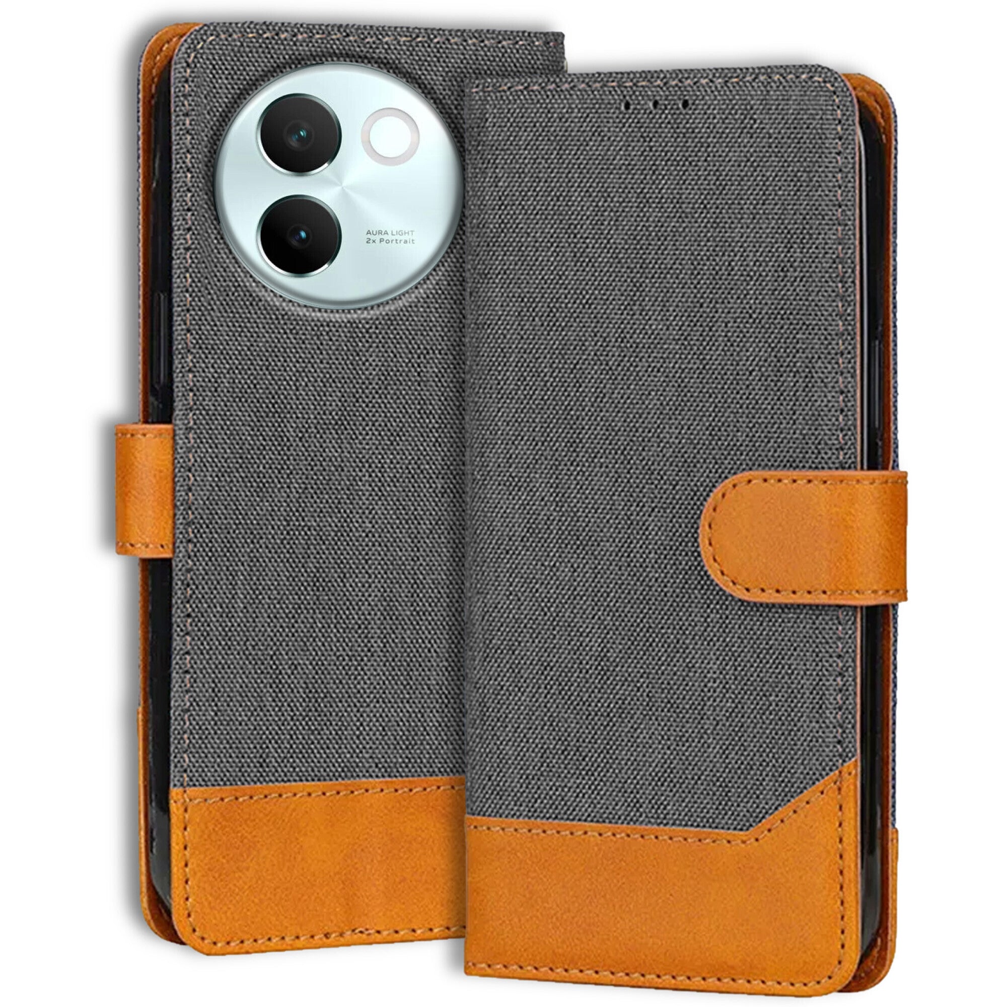 Accesorios Vivo V30E denim flip cover – Grey – Image 1 #color_grey